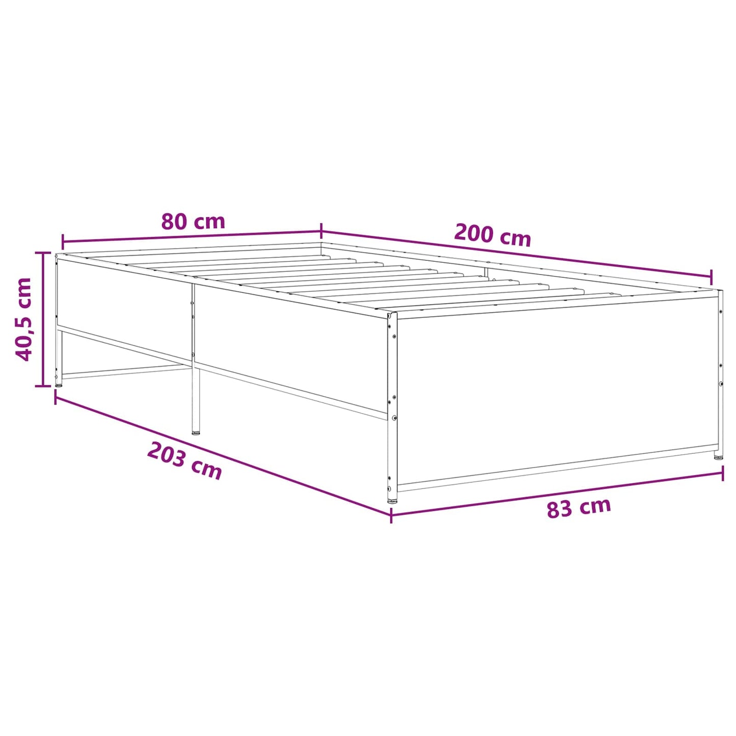 Sengestel Artisan-eg 80 x 200 cm Konstrueret træ