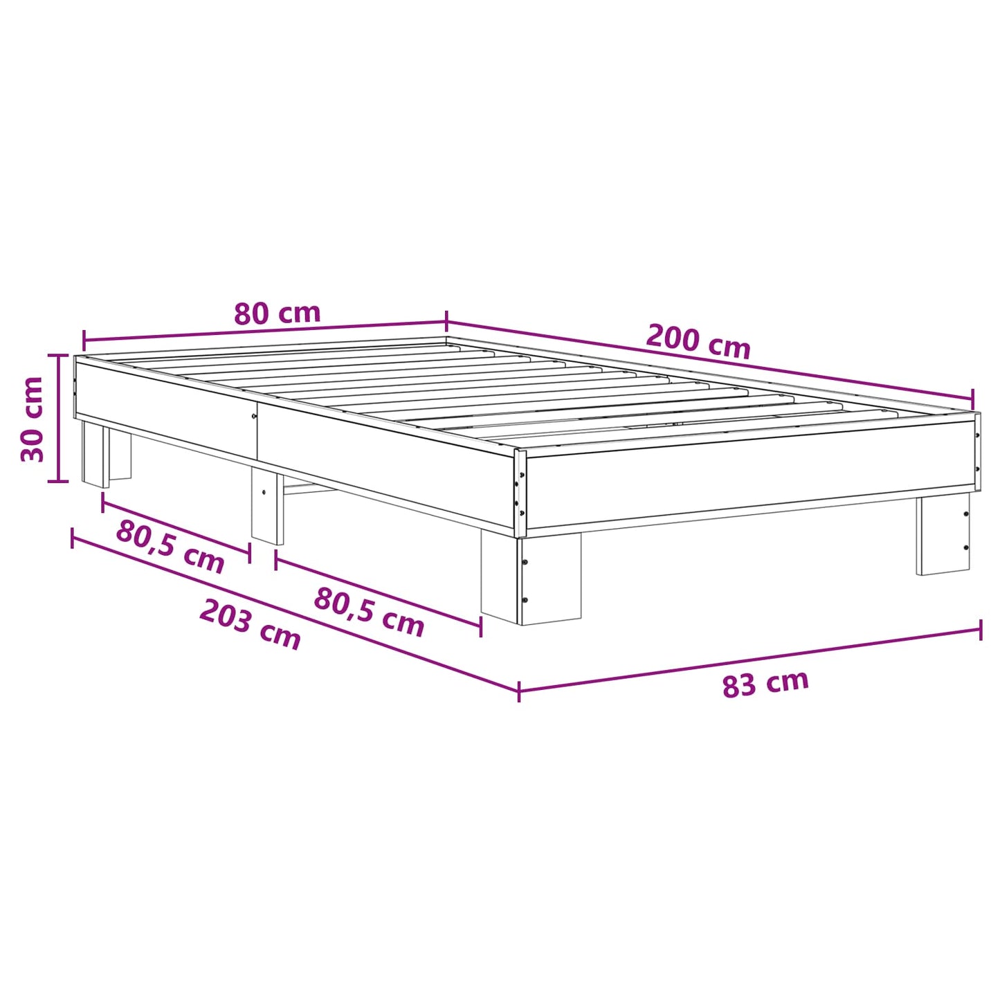Sengestel Gammelt træ 80 x 200 cm Konstrueret træ