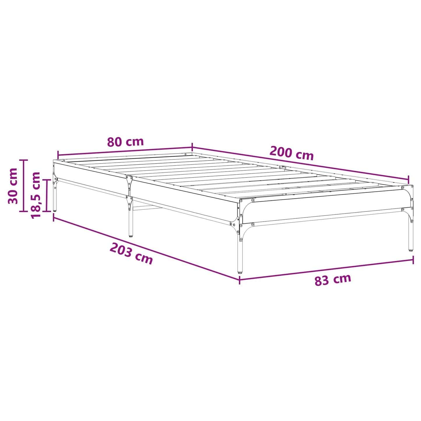 Sengestel Artisan-eg 80 x 200 cm Konstrueret træ