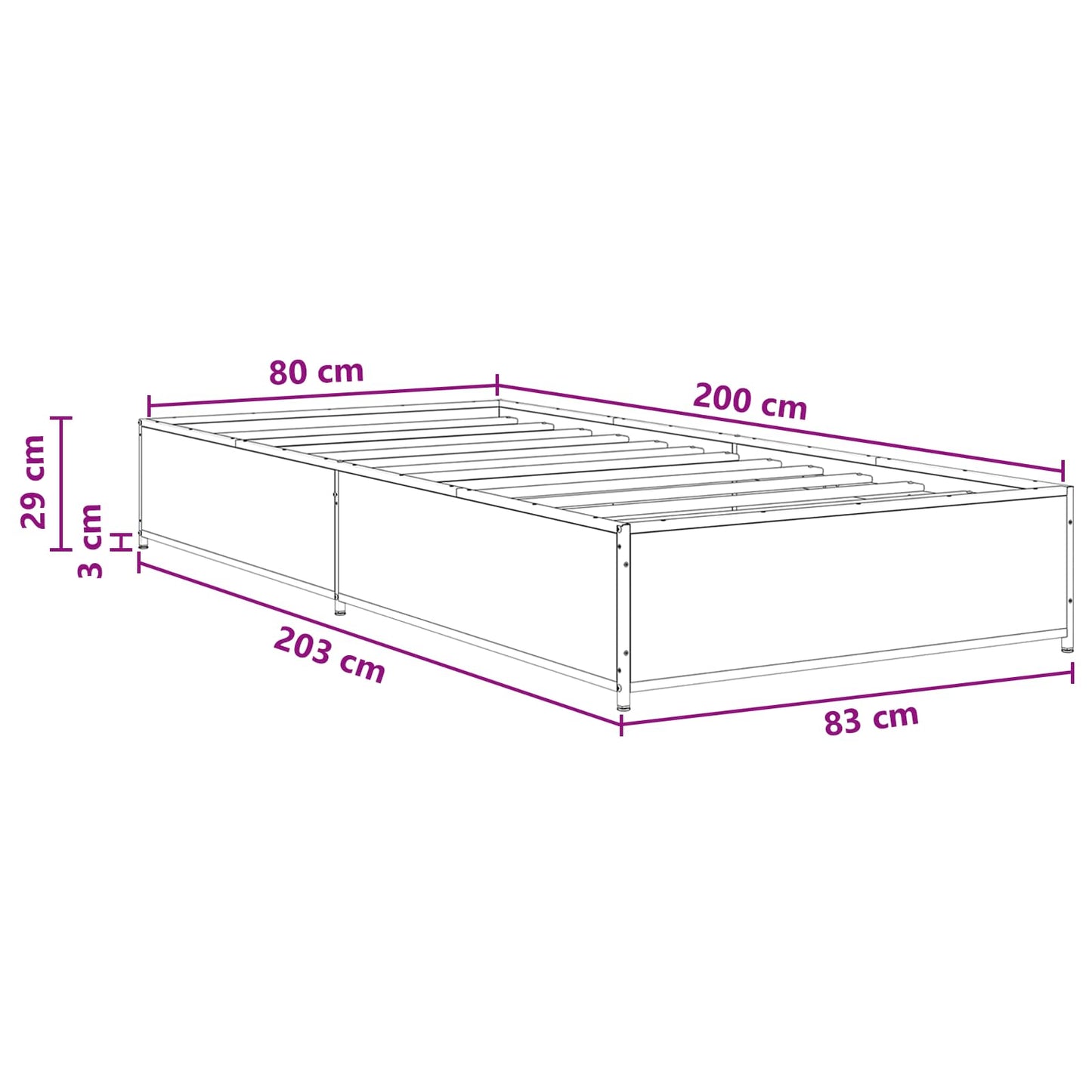 Sengestel Gammelt træ 80 x 200 cm Konstrueret træ