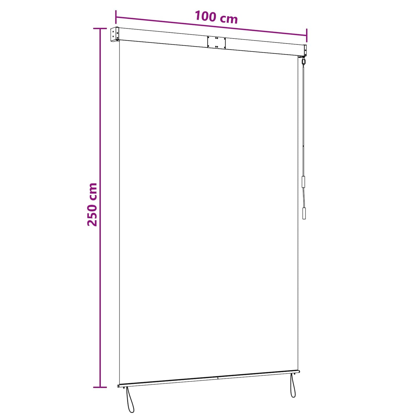 Rullegardin Lysegrå 100 x 250 cm Stof og Aluminium