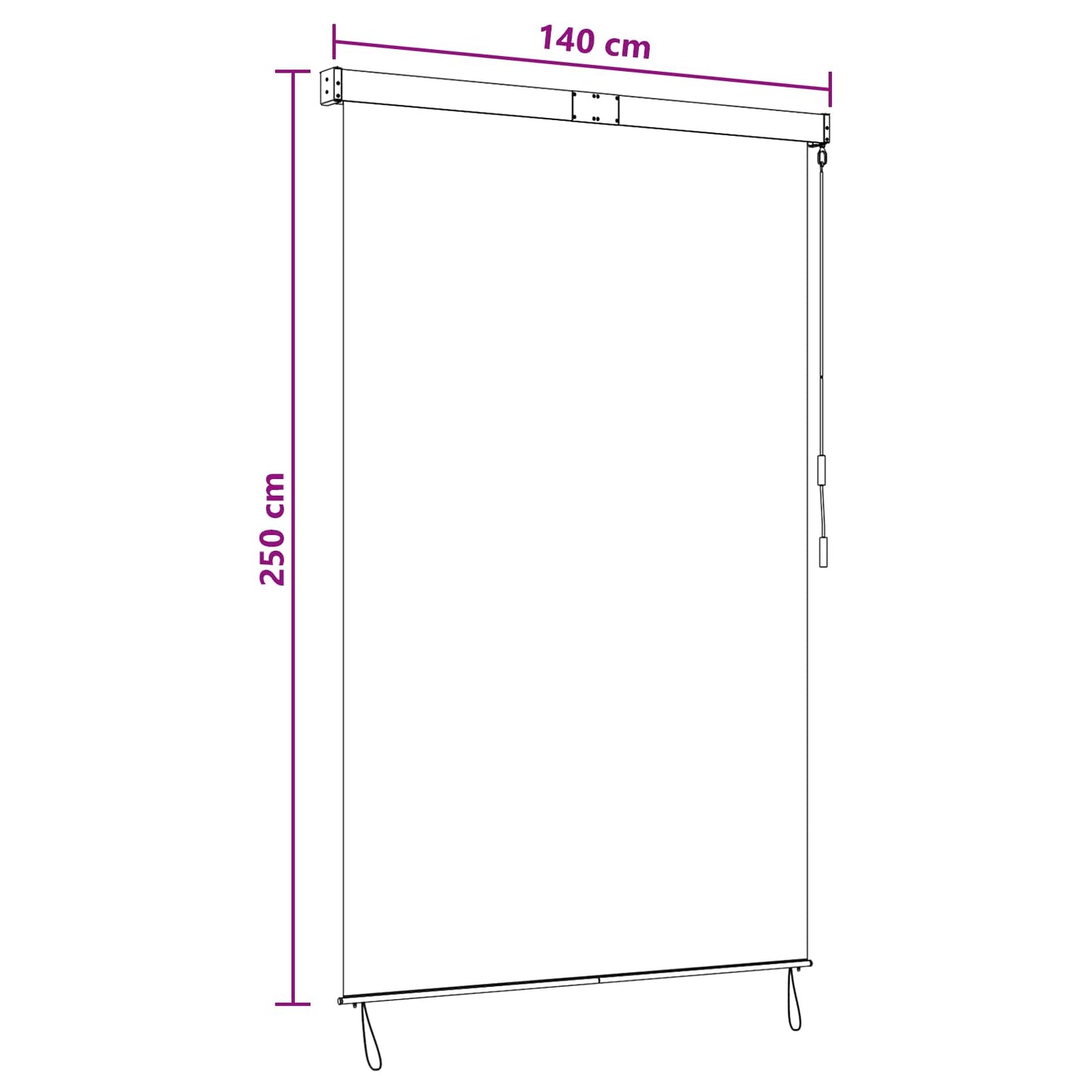 Rullegardin Anthracit og hvid 140 x 250 cm Stof og Aluminium