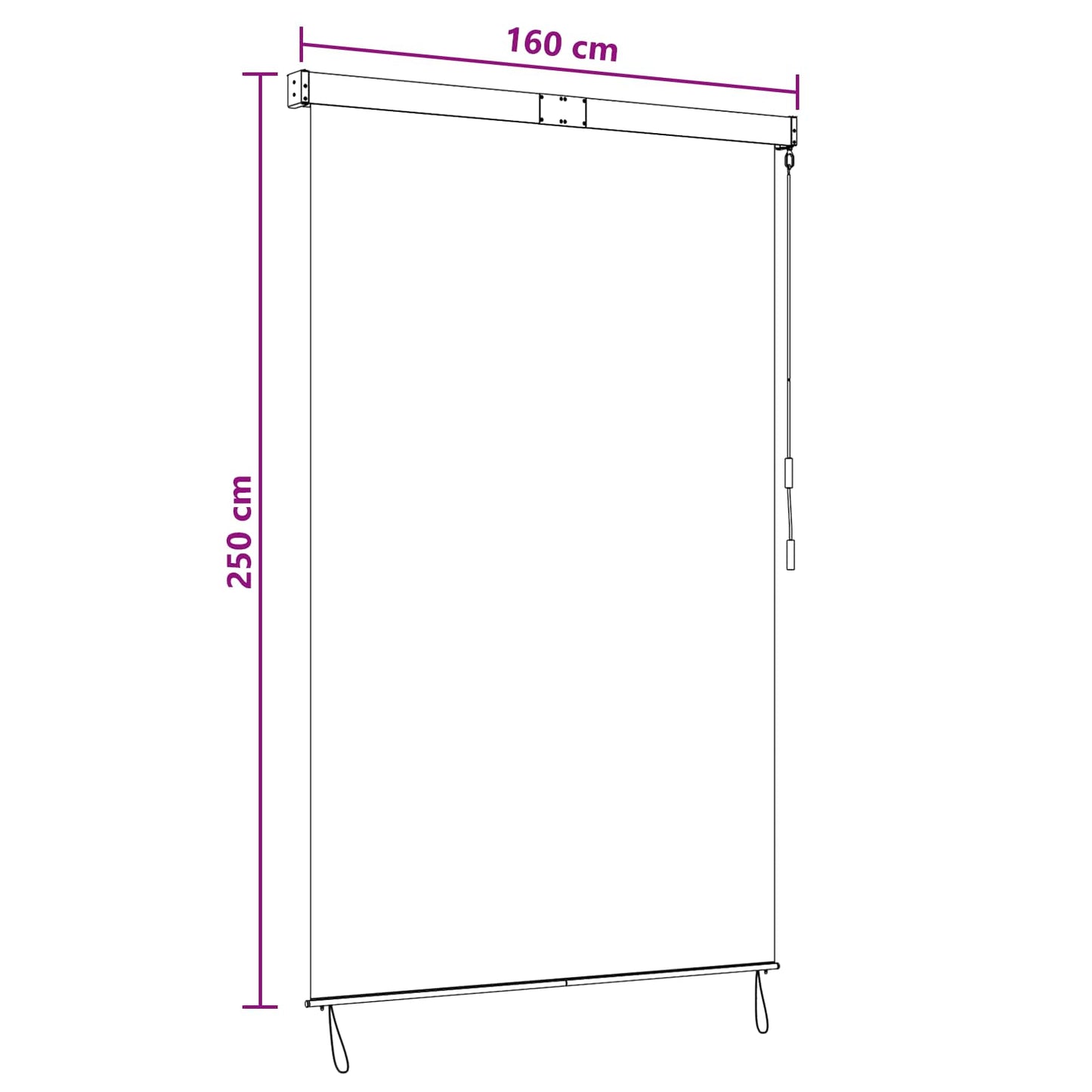 Rullegardin Flerfarvet 160 x 250 cm Stof og Aluminium