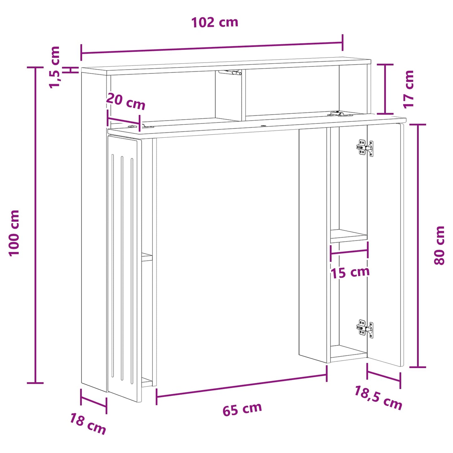 Pejseramme Artisan-eg 102 x 18 x 100,5 cm Konstrueret træ