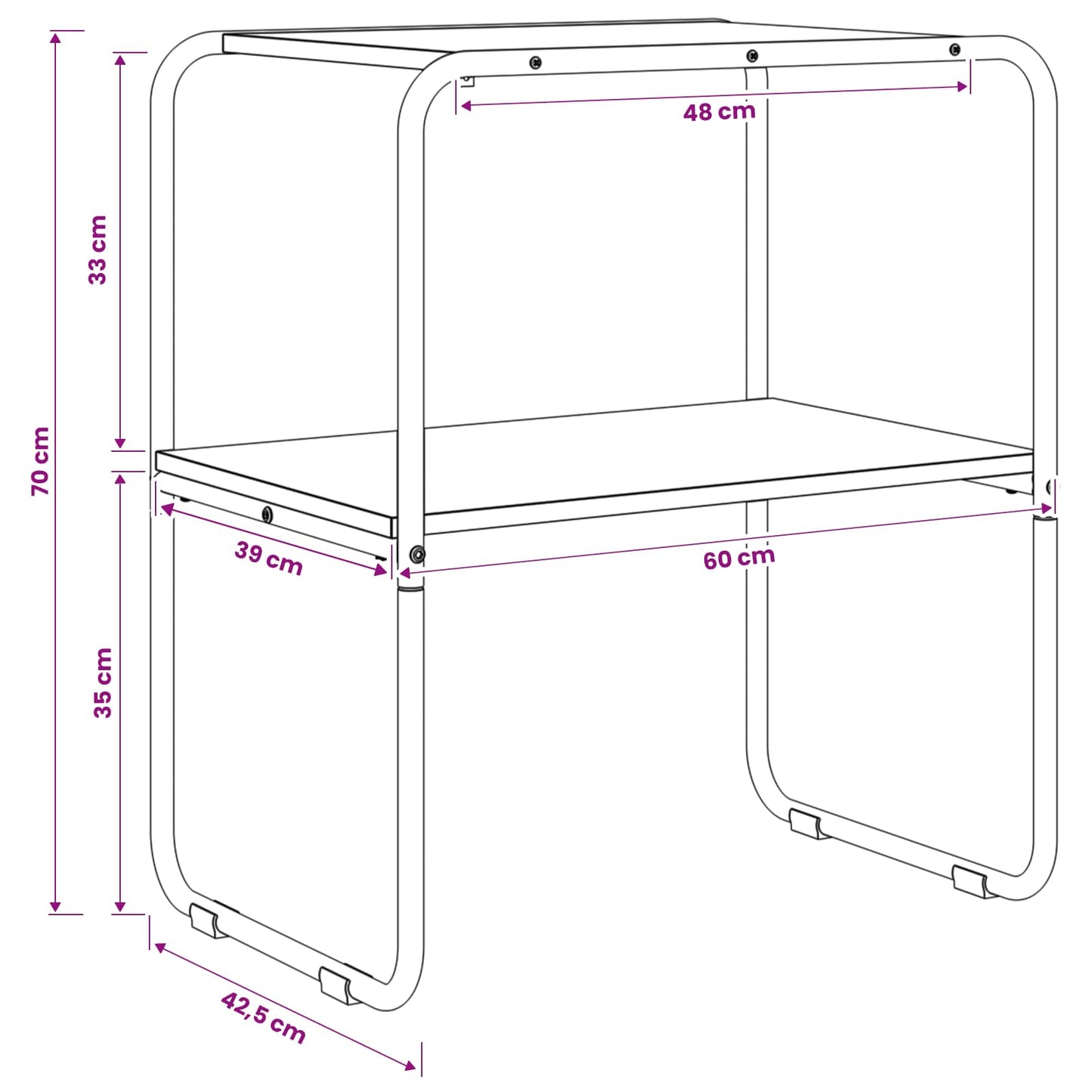 Konsolbord Sort eg 60 x 42,5 x 70 cm Konstrueret træ