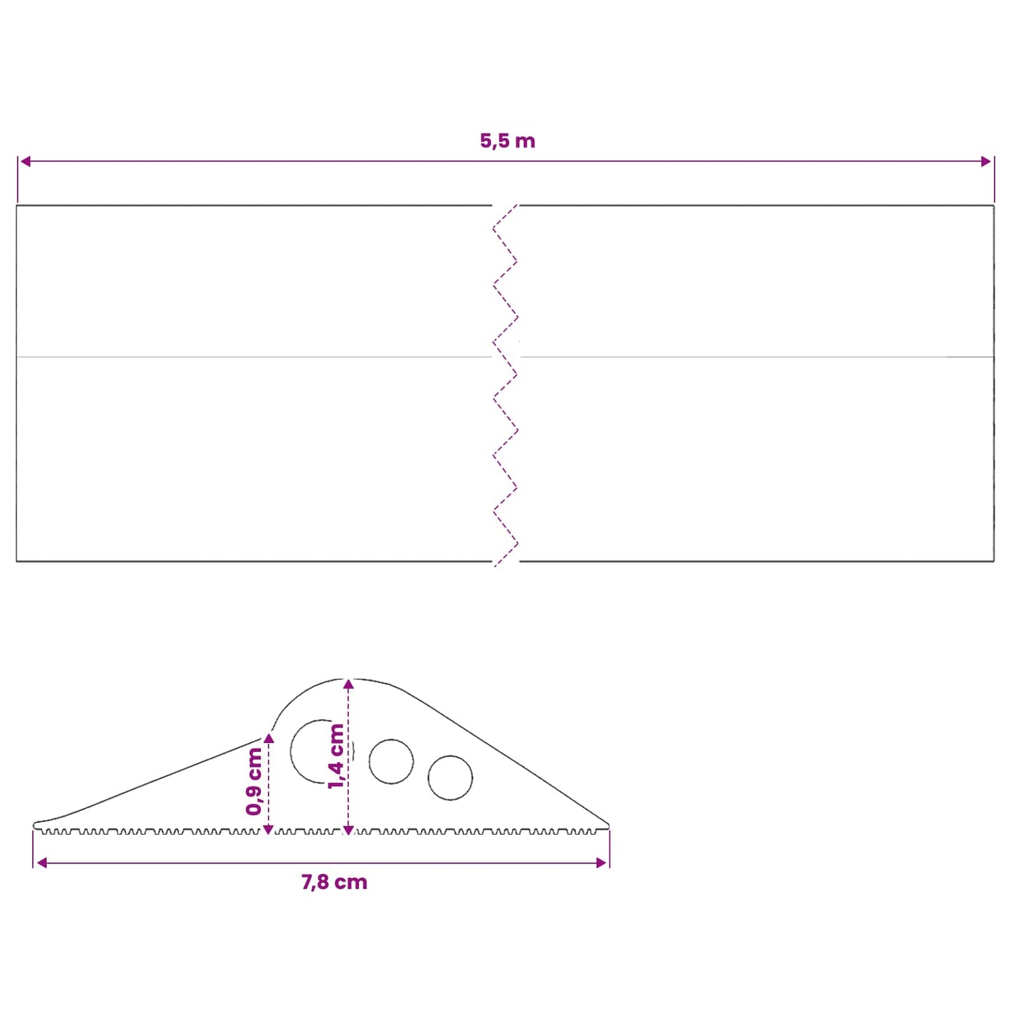Garage Gulvforsegling Sort 78 x 14 mm 5,5 m EPDM gummi