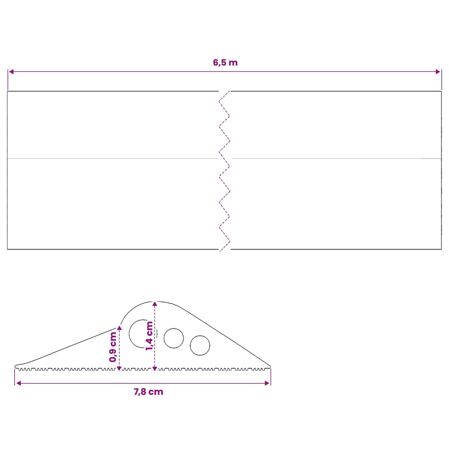 Garage Gulvforsegling Sort 78 x 14 mm 6,5 m EPDM gummi