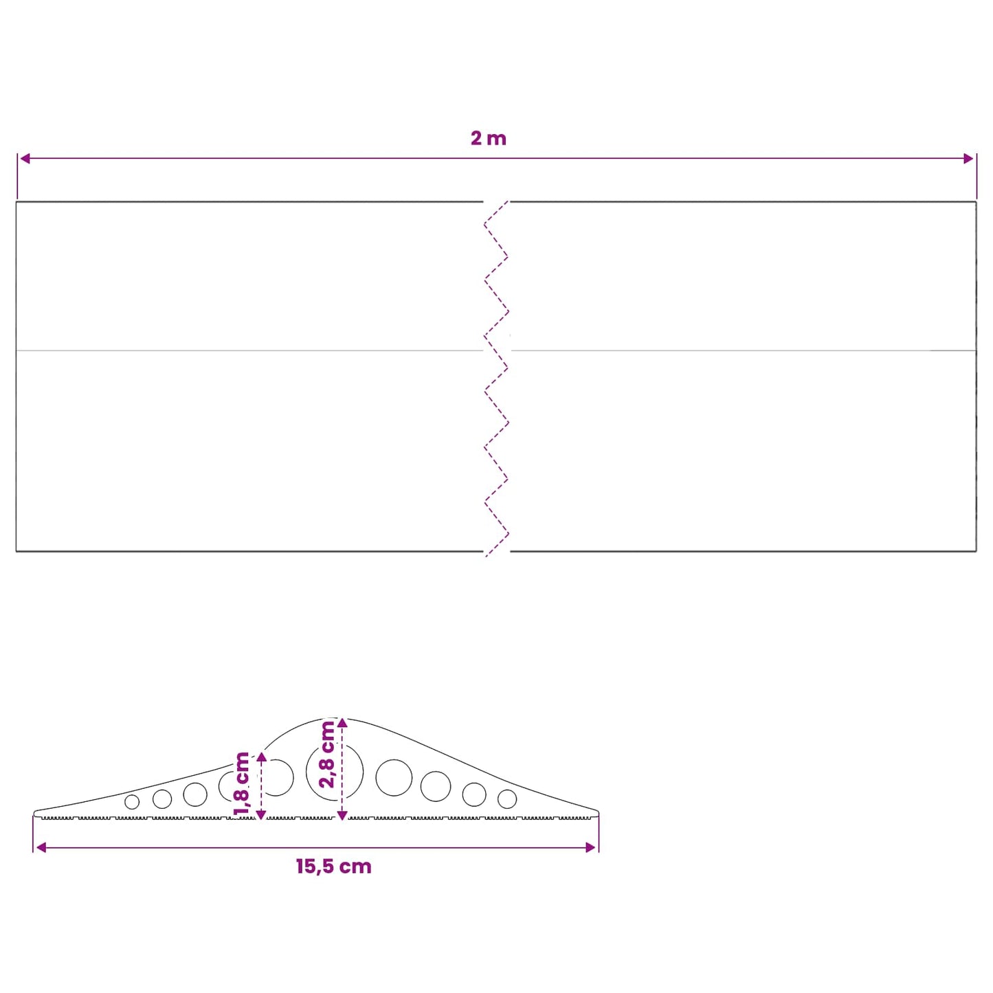 Garage Gulvforsegling Sort 155 x 28 mm 2 m EPDM gummi