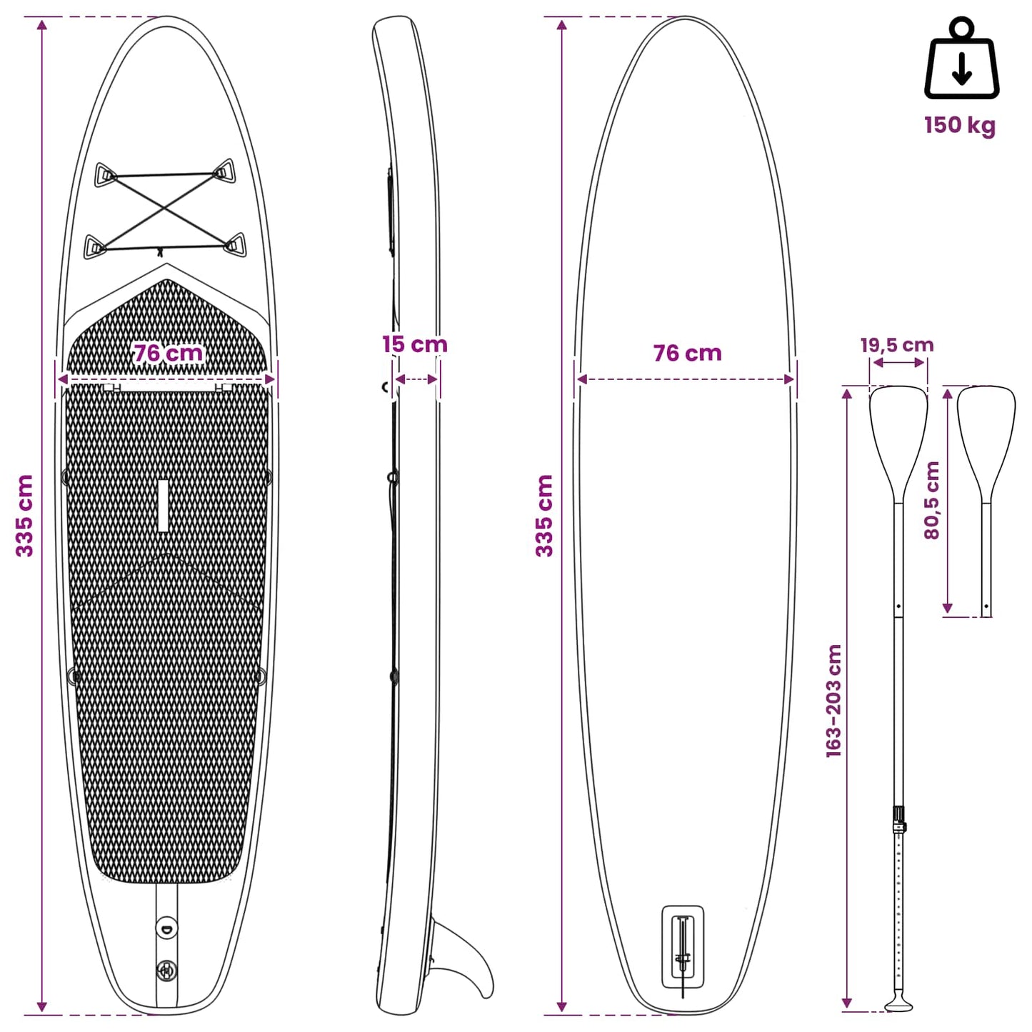 SUP board med sæde 2-i-1 TRITON 335 x 76 x 15 cm Blå til