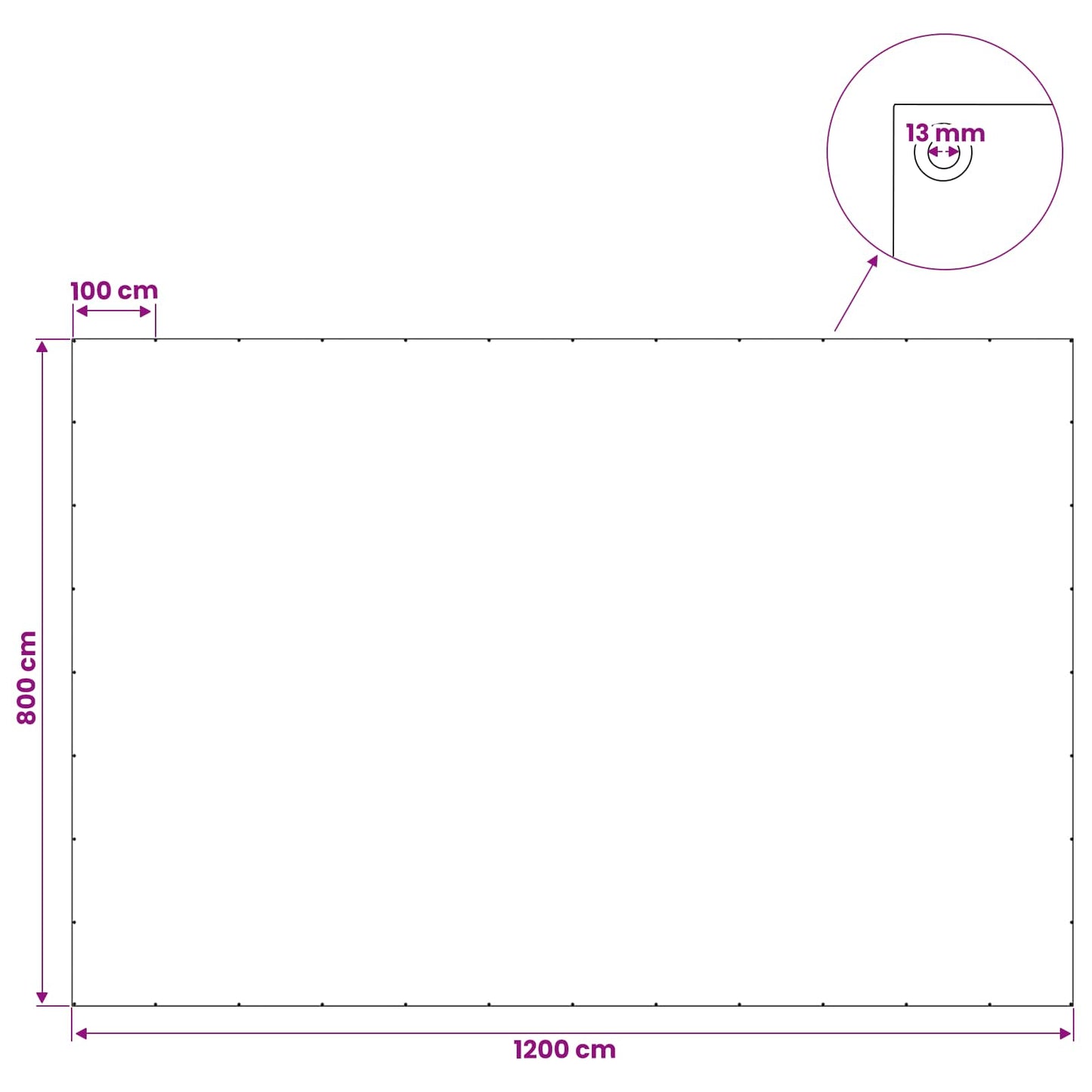Presenning med øjer Lysegrå 8 x 12 m 90 gsm PE