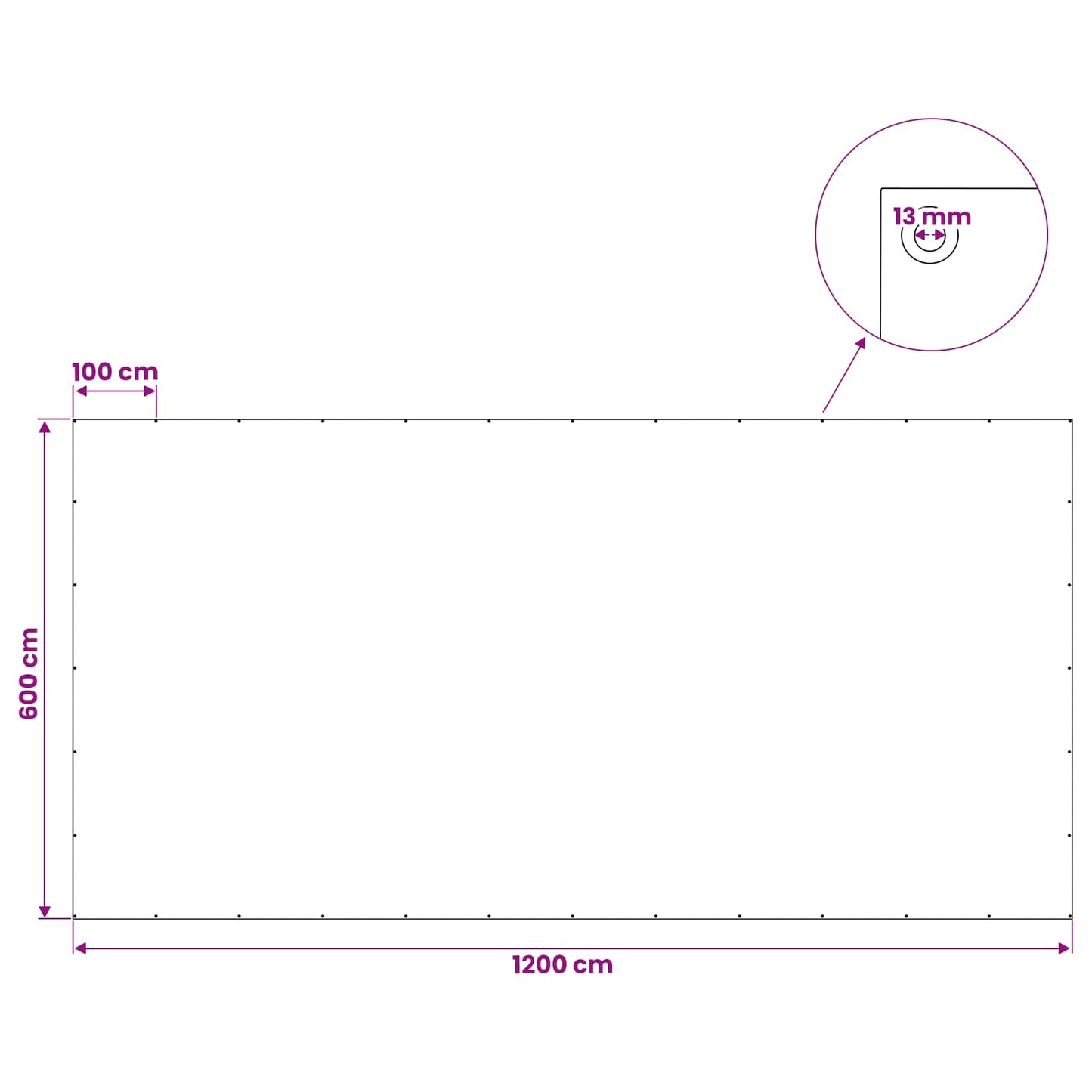 Presenning med øjer Hvid 6 x 12 m 260 gsm PE