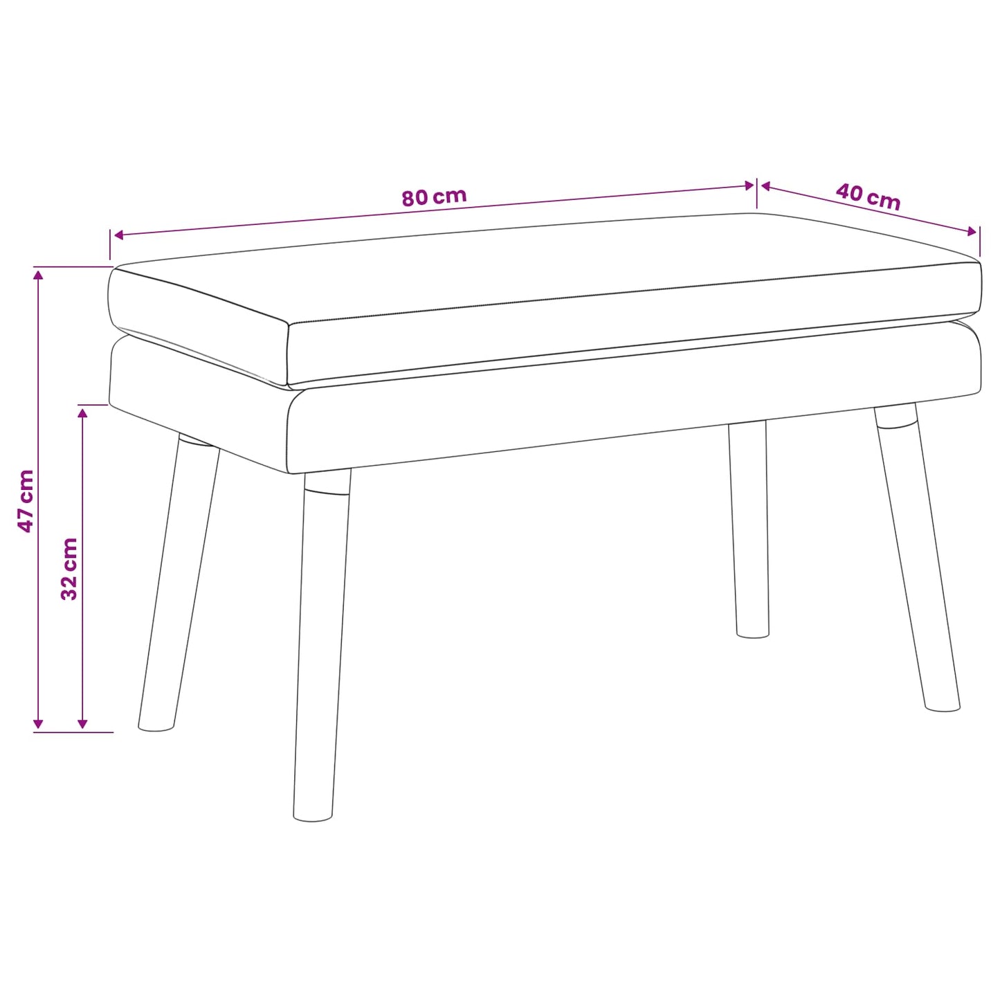 Dobbeltlagret bænk Sort 80 x 40 x 47 cm Stof