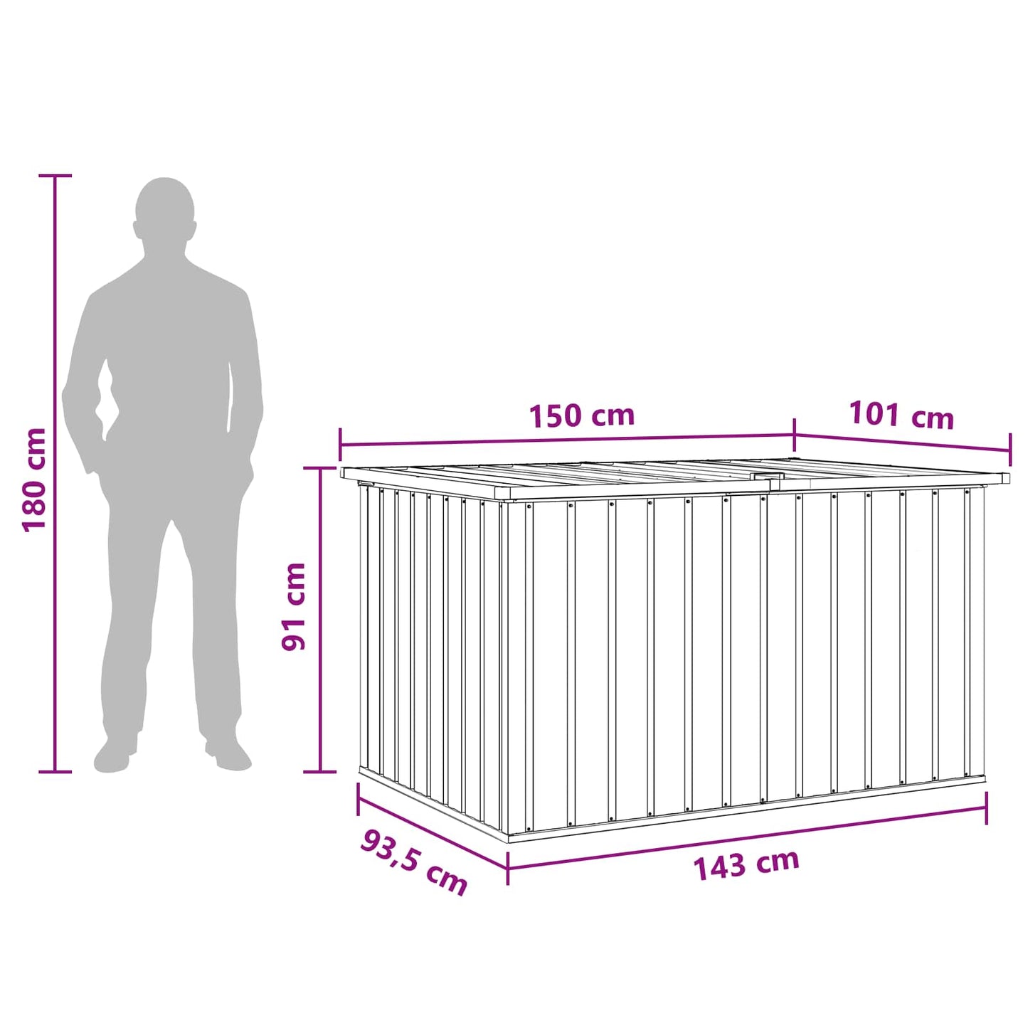 Udendørs Opbevaringskasse Galvaniseret stål 150 x 101 x 91 cm