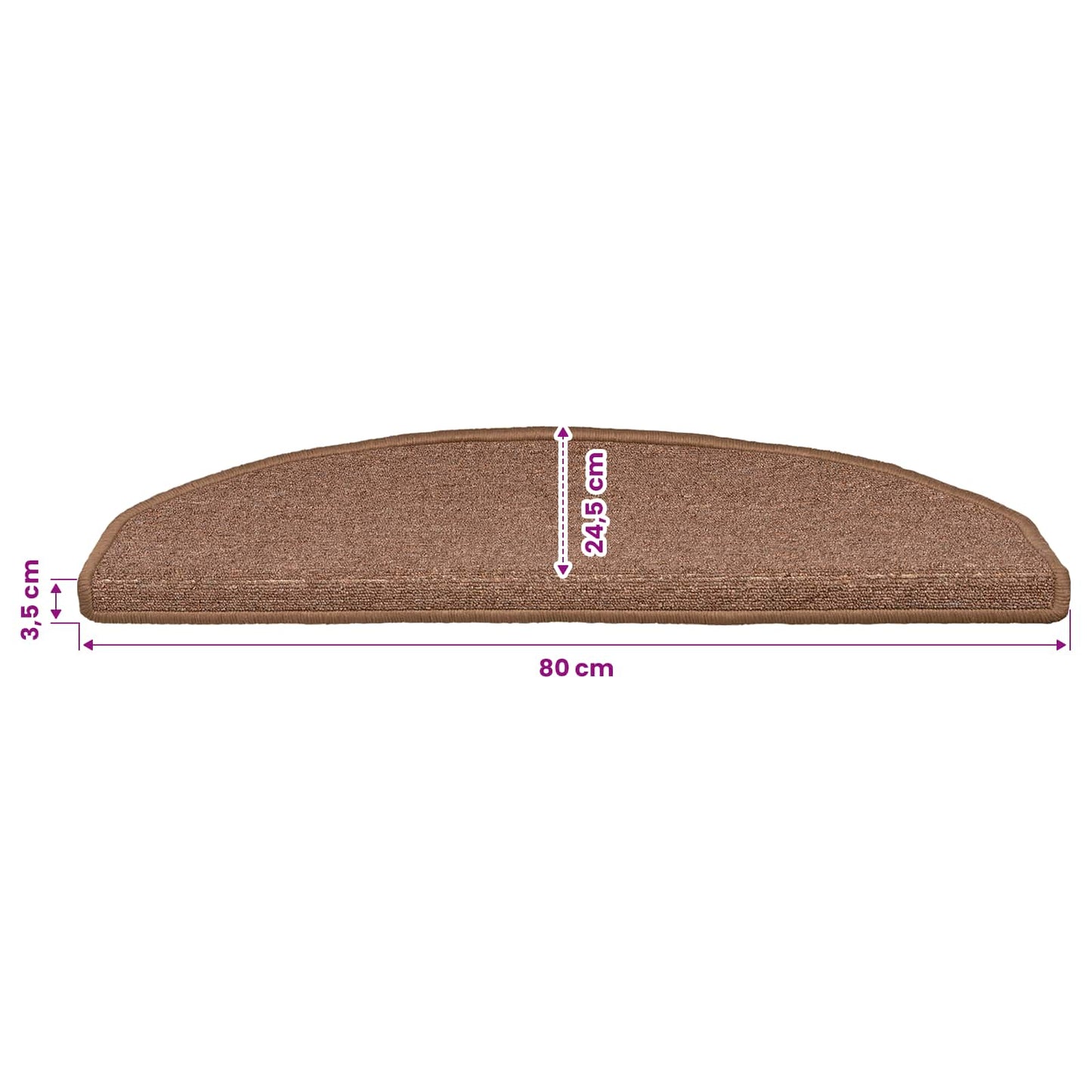 Selvklæbende Trappemåtter 15 pcs Brun 80 x 24,5 x 3,5 cm