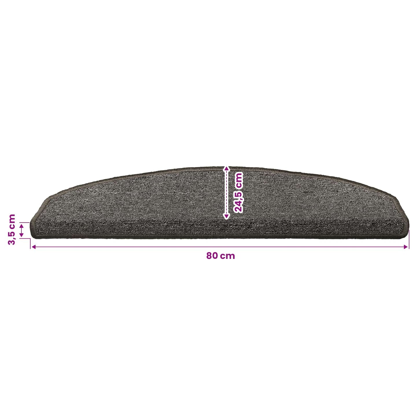 Selvklæbende Trappemåtter 15 stk. 80 x 24,5 x 3,5 cm Mørkegrå