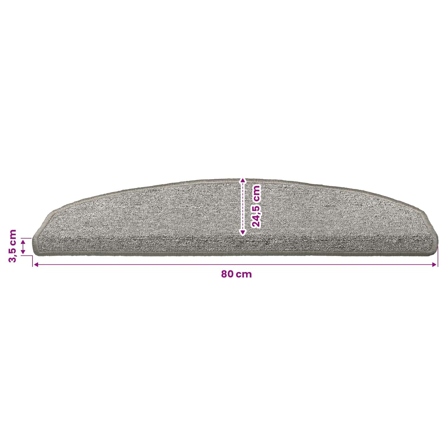 Selvklæbende Trappemåtter 15 stk. 80 x 24,5 x 3,5 cm Lysegrå