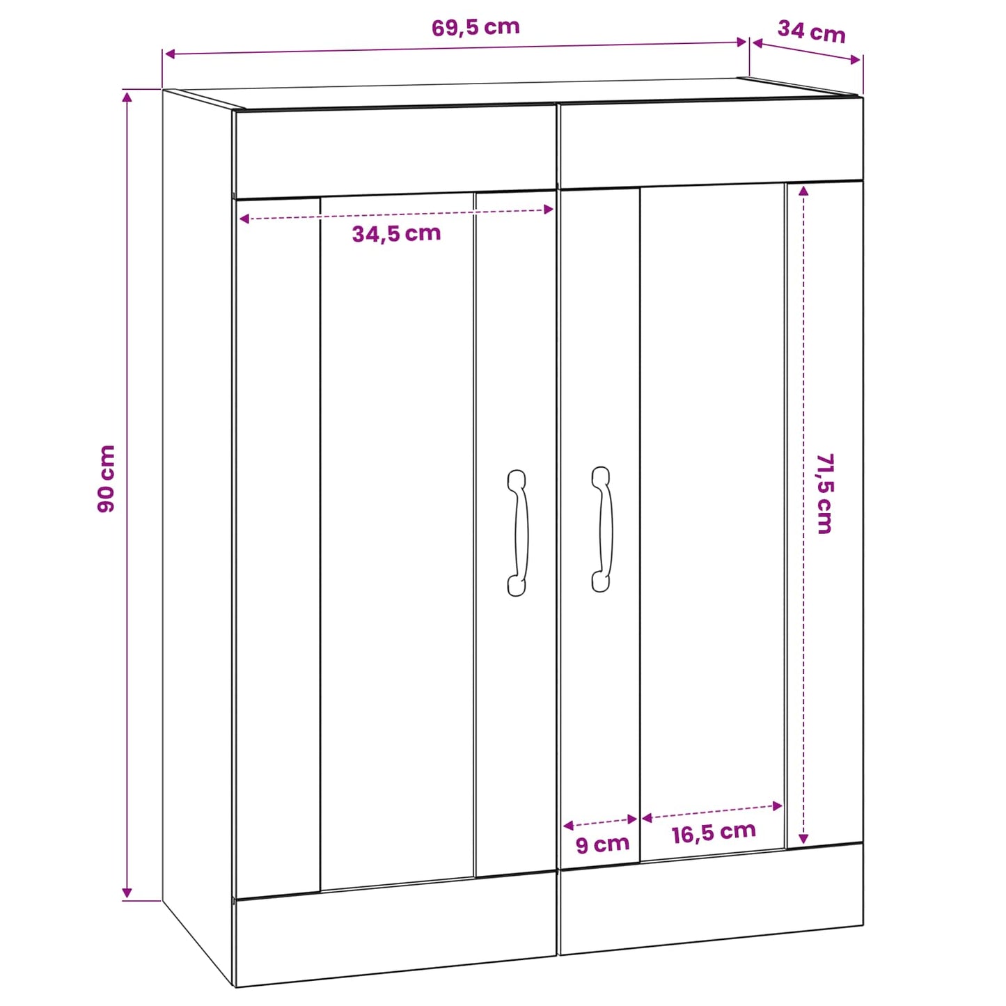 Vægskab Gammelt træ 69,5 x 34 x 90 cm Konstrueret træ