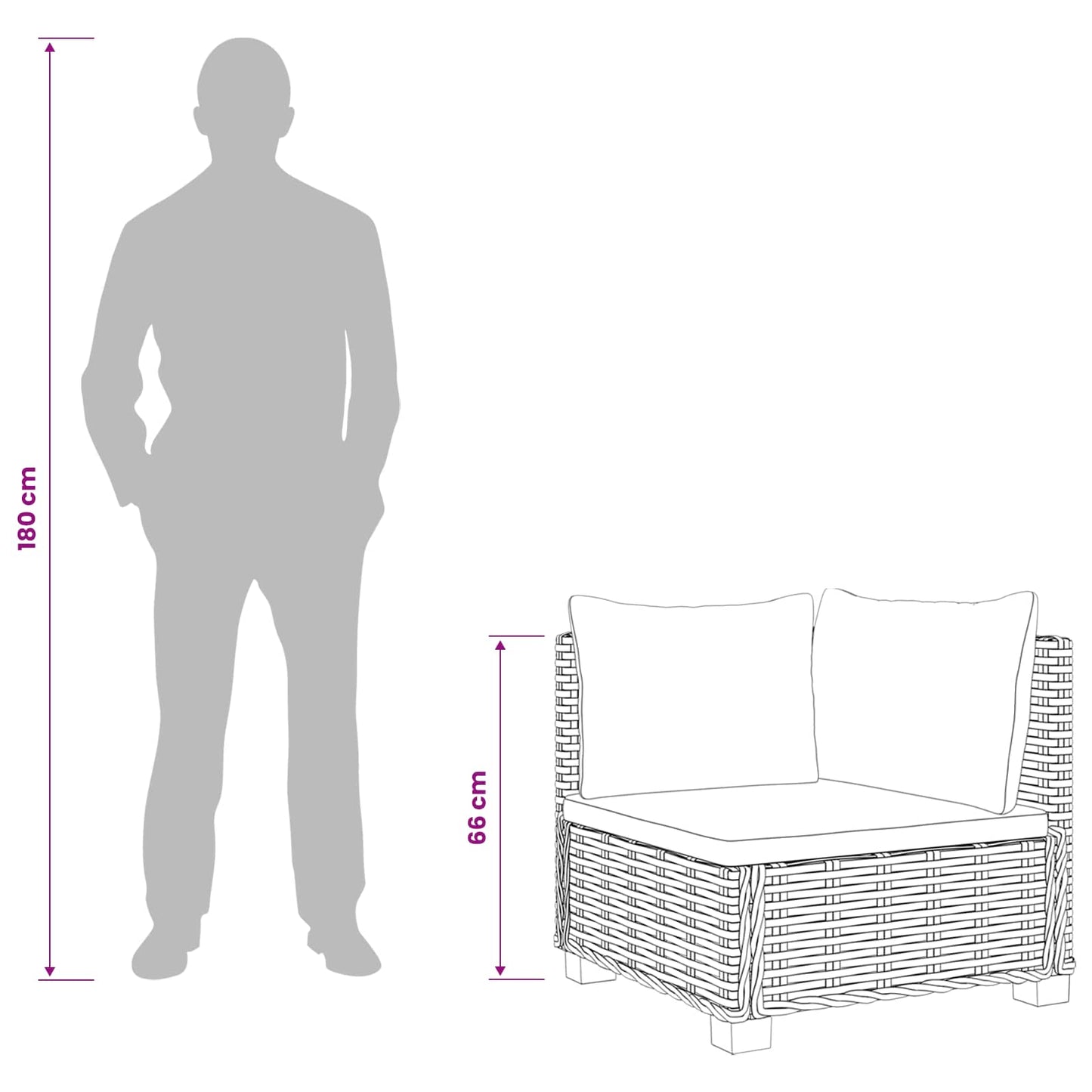 2 stk. Rattan Lounge Sæt med Puder GENDT Naturlig rattan