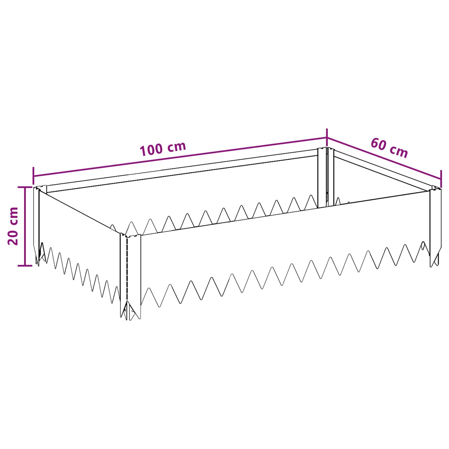 Plænekant 4 pcs 100 x 60 x 20 cm Stål Rusten