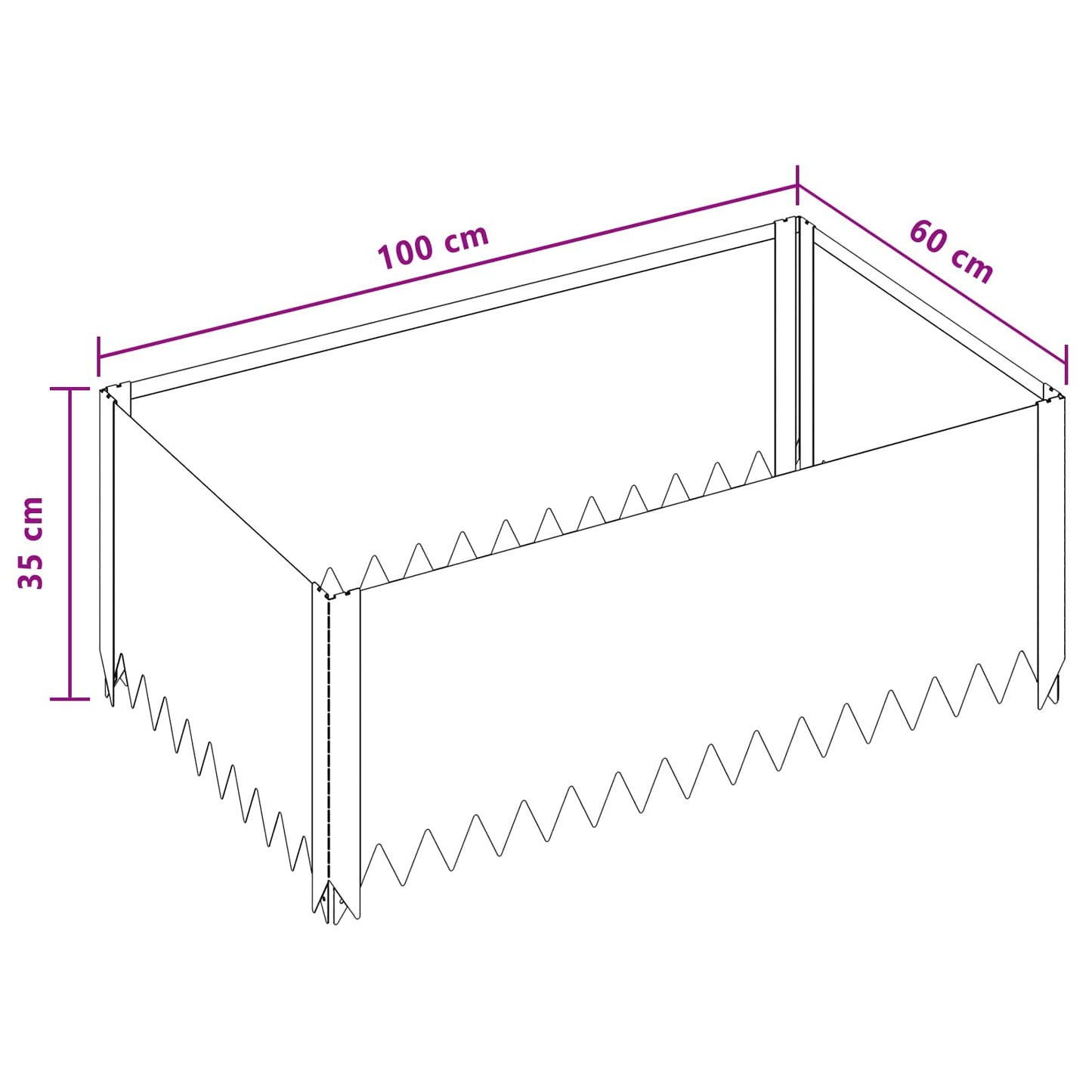 Plænekant 4 pcs 100 x 60 x 35 cm Stål Sølv