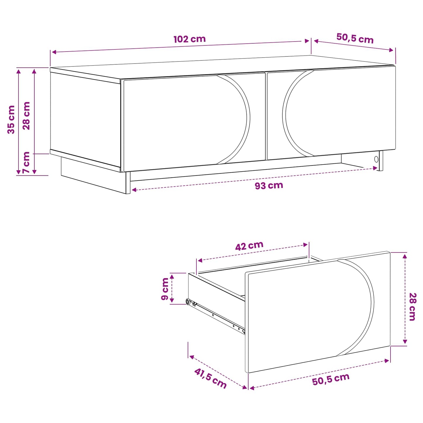 Sofabord Gammelt træ 102 x 50,5 x 35 cm Konstrueret træ