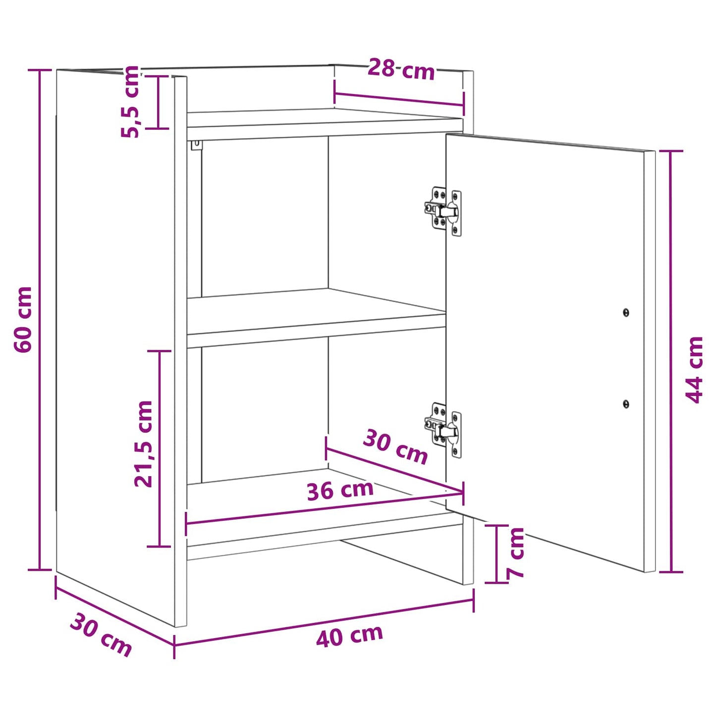 Sengeborde 2 pcs Røget eg 40 x 30 x 60 cm Konstrueret træ
