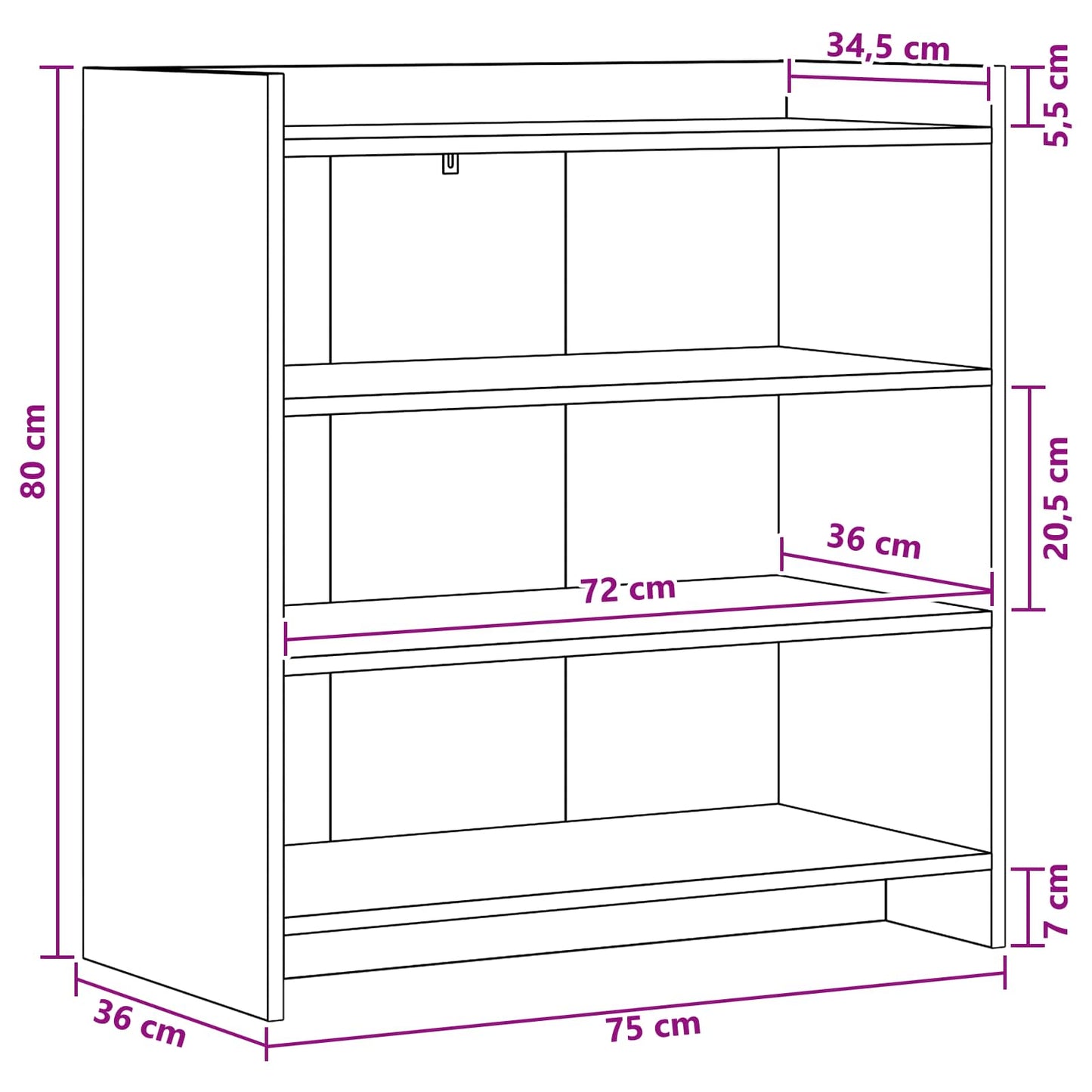 Sideboard Sort eg 75 x 36 x 80 cm Konstrueret træ