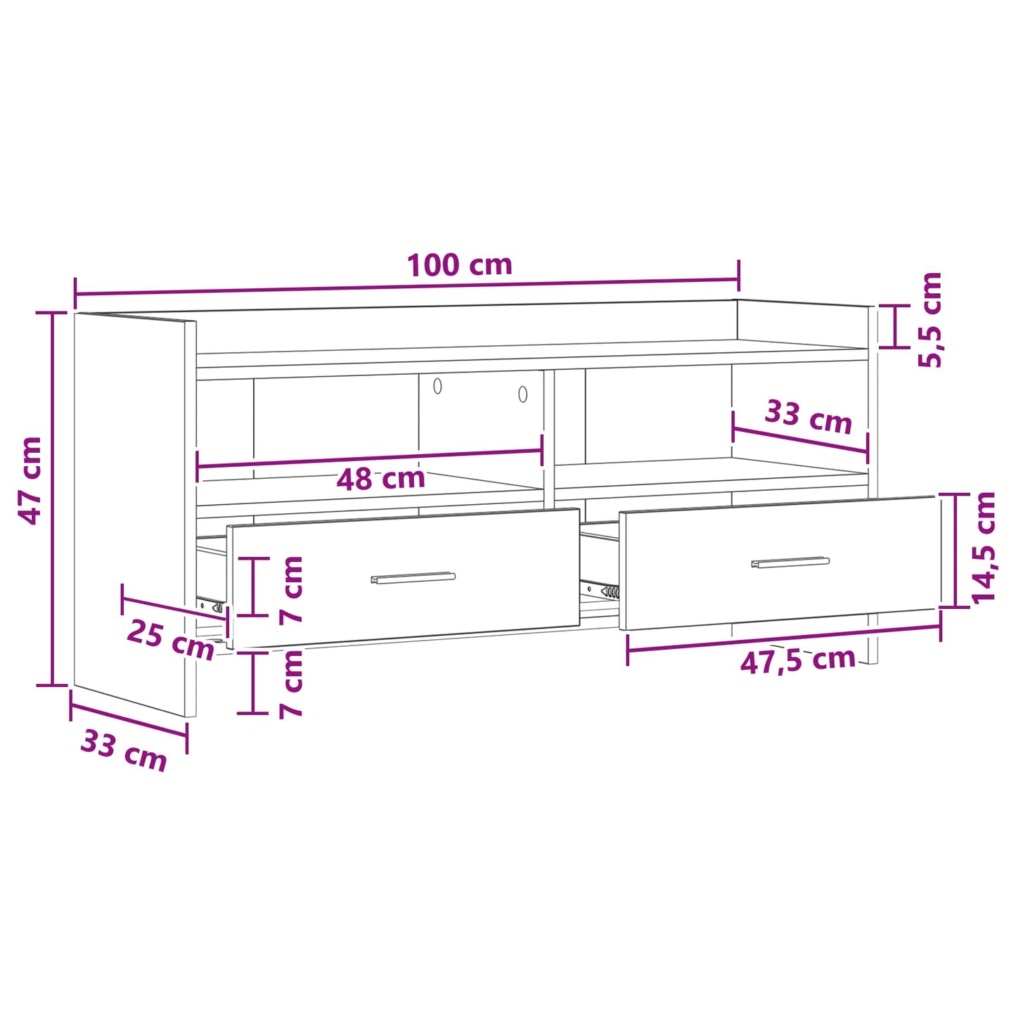 TV-skab 100 x 33 x 47 cm Røget eg Konstrueret træ