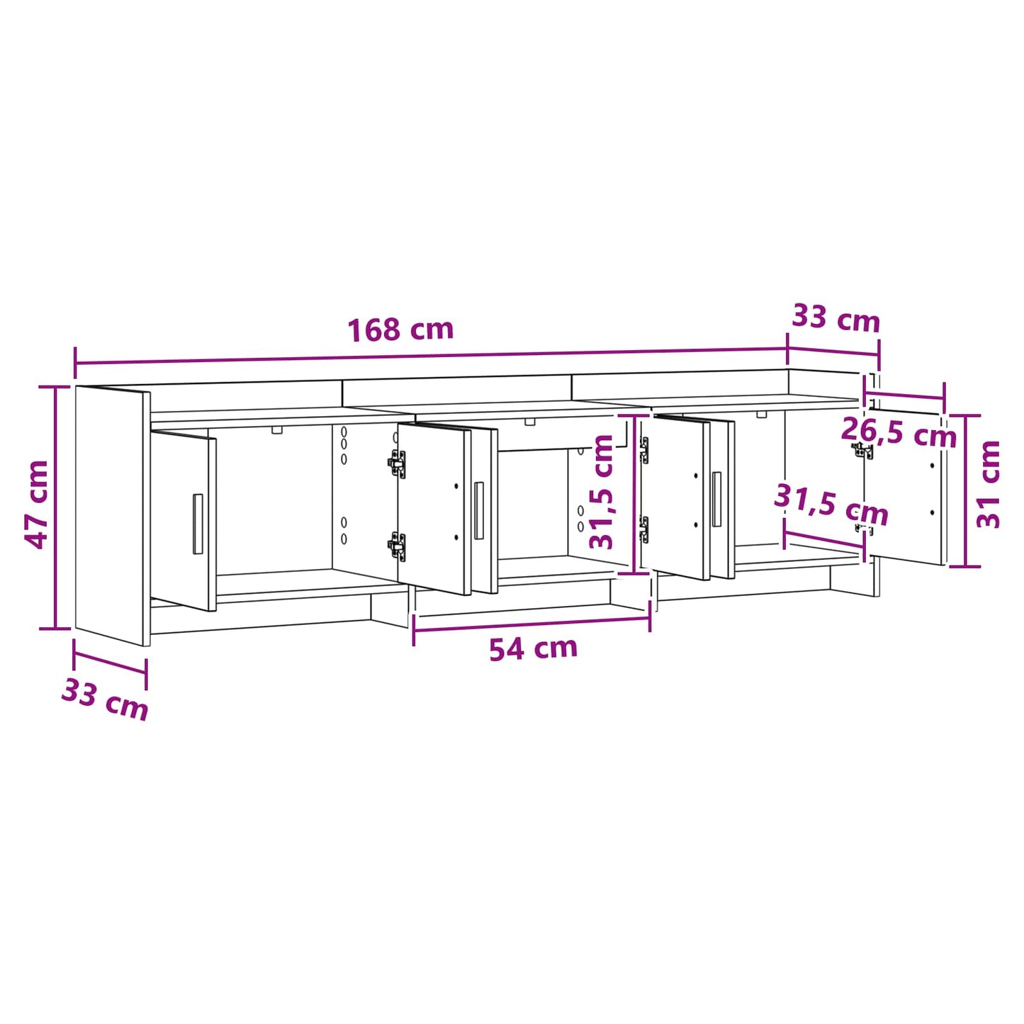 TV-skab 168 x 33 x 47 cm Røget eg Konstrueret træ