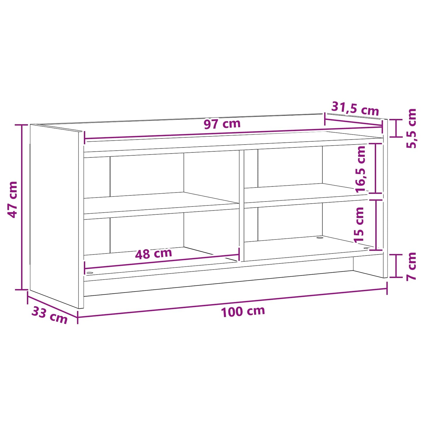TV-skab 100 x 33 x 47 cm Artisan-eg Konstrueret træ