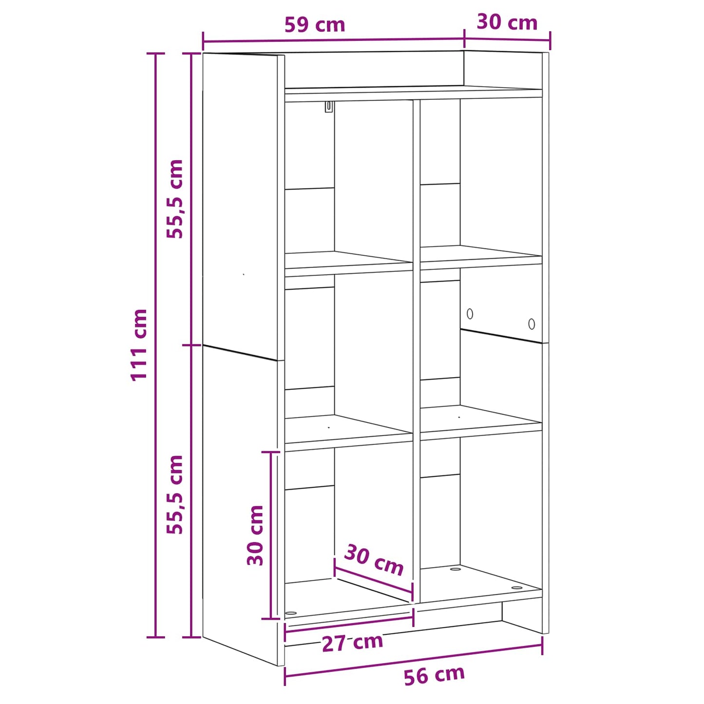 Bogreol Sort eg 59 x 30 x 111 cm Konstrueret træ
