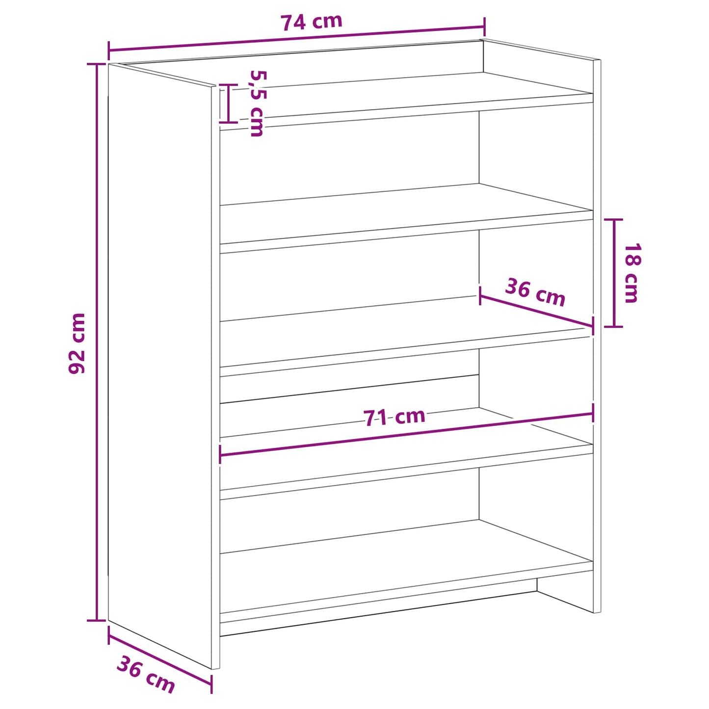 Sko skab Sort eg 73,5 x 36 x 92 cm Konstrueret træ