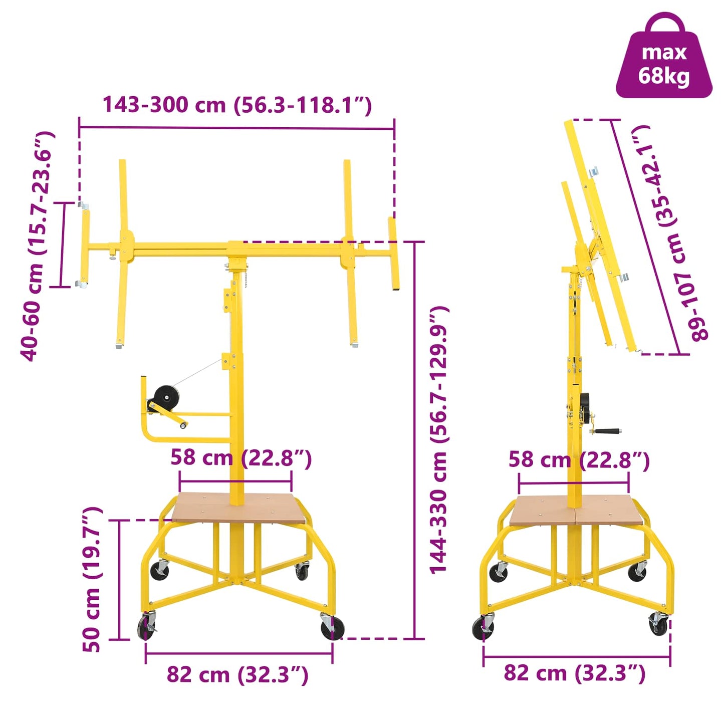 Gipsplade Lifter Gul 300 x 107 x 330 cm Stål