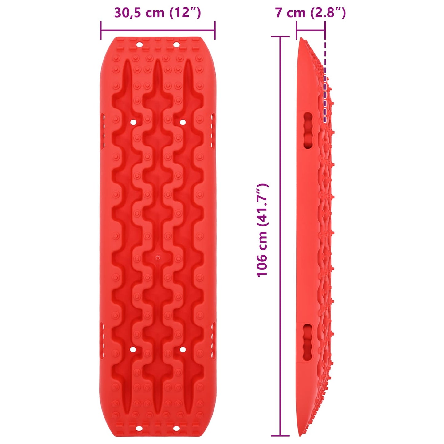 Traction Board 2 pcs Rød 106 x 30,5 x 7 cm Forstærket nylon