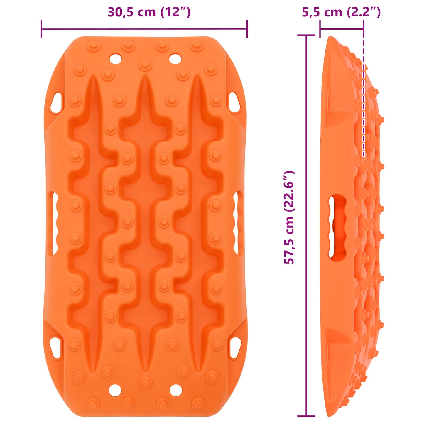 Traction Board 2 pcs Orange 57,5x30,5x5,5 cm Forstærket nylon