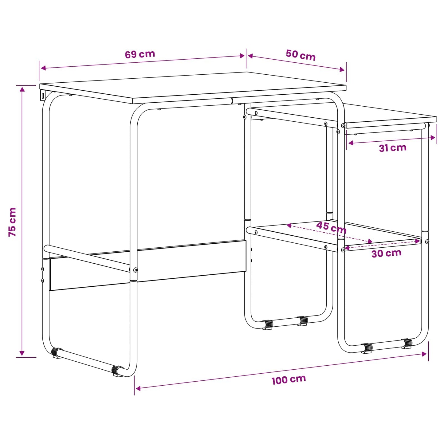 Skrivebord med opbevaring Artisan-eg 100 x 50 x 75 cm