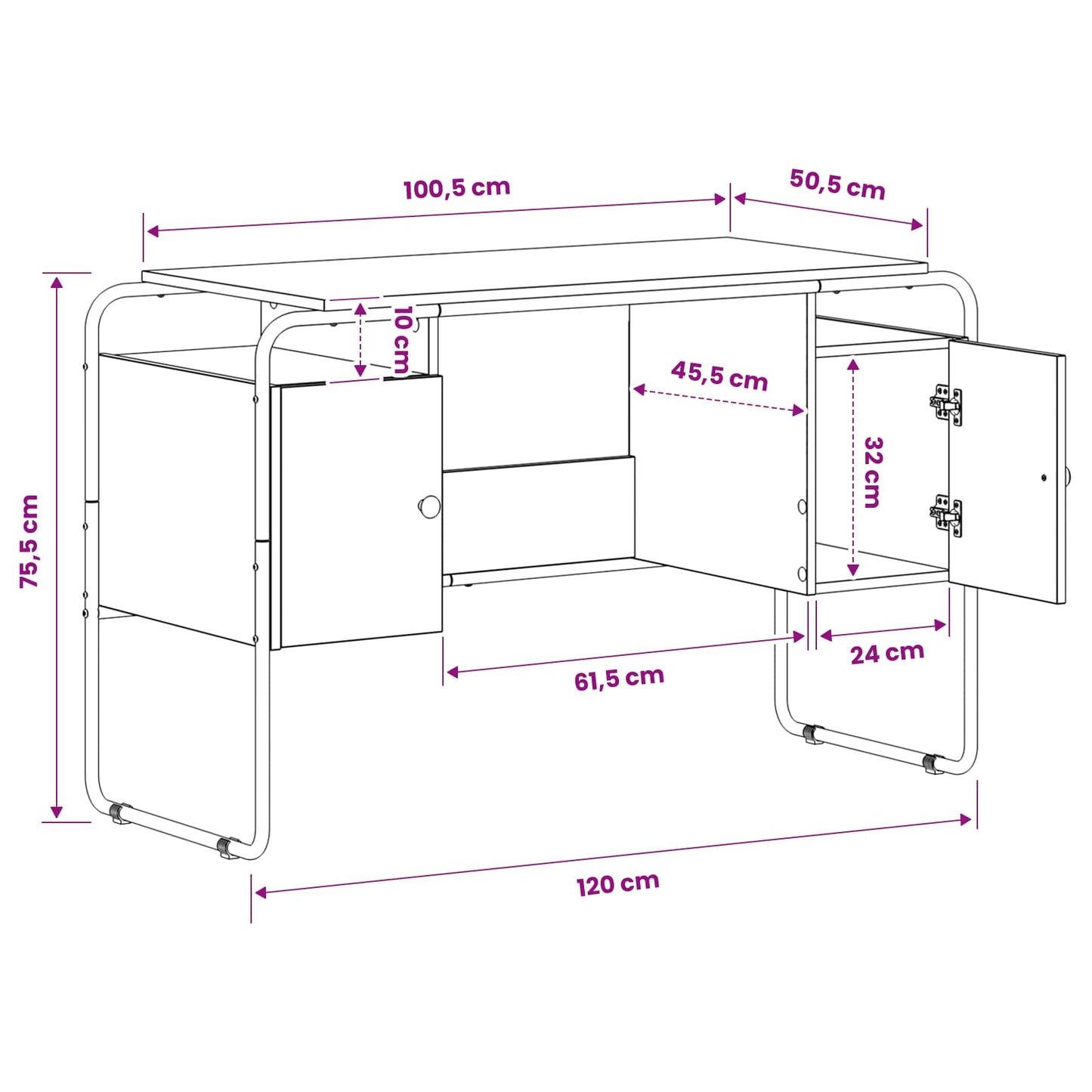 Skrivebord med opbevaring Sonoma-eg 120 x 50,5 x 75,5 cm