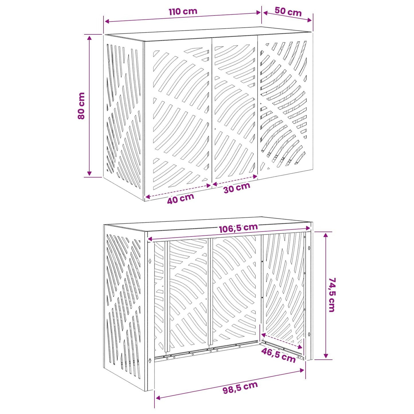 Air Conditioner Cover Sort 110 x 50 x 80 cm Stål