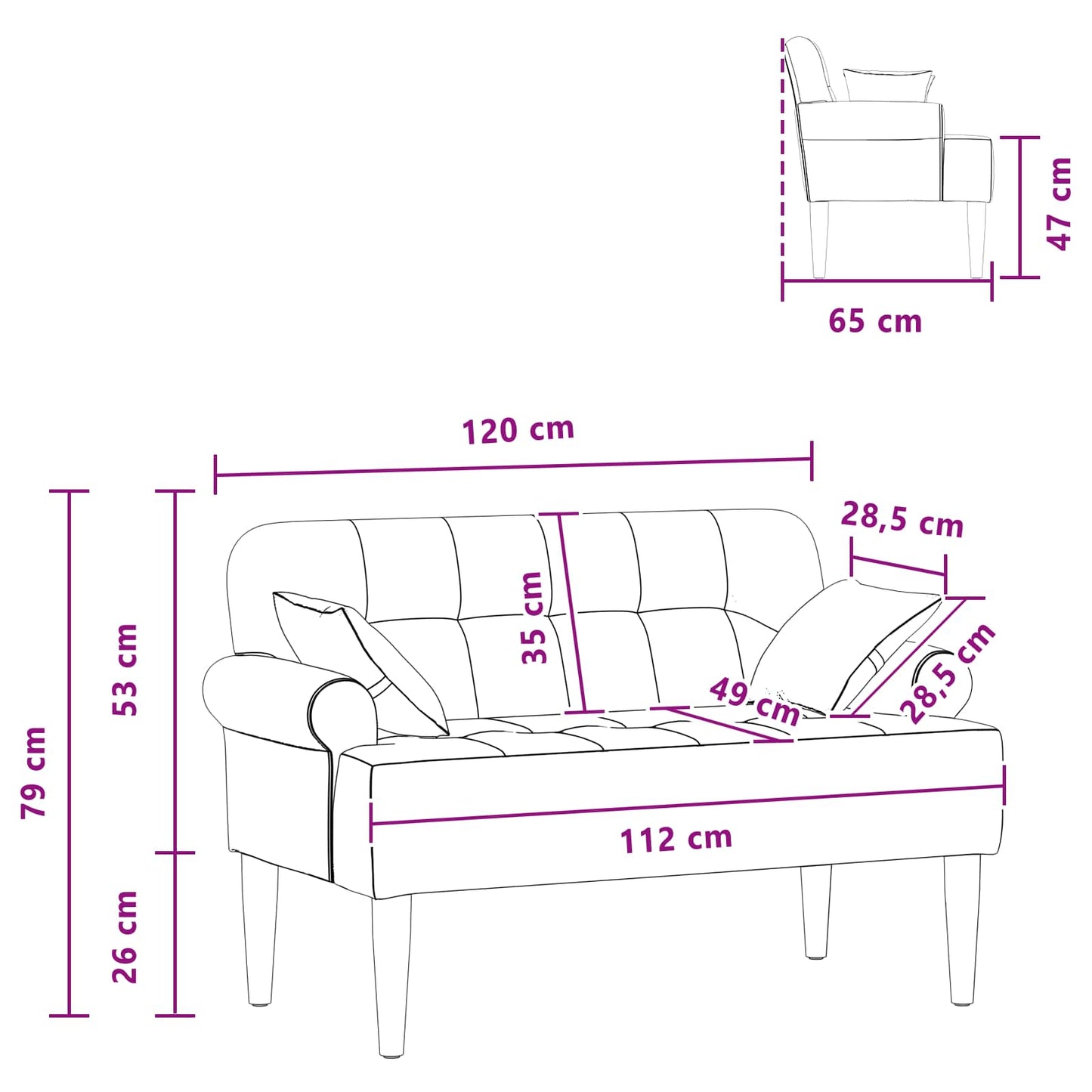 Lænestol med knap tufting Mørk Brun 120 x 65 x 79 cm Stof