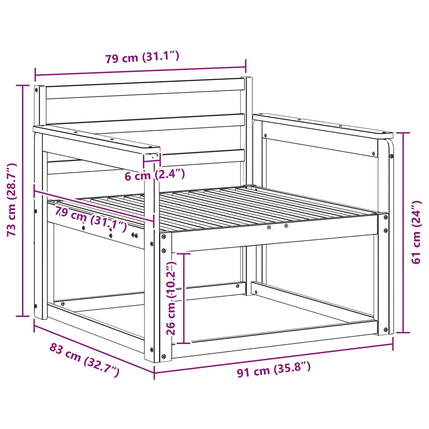 Udendørs Mellem Sofa Naturfarvet