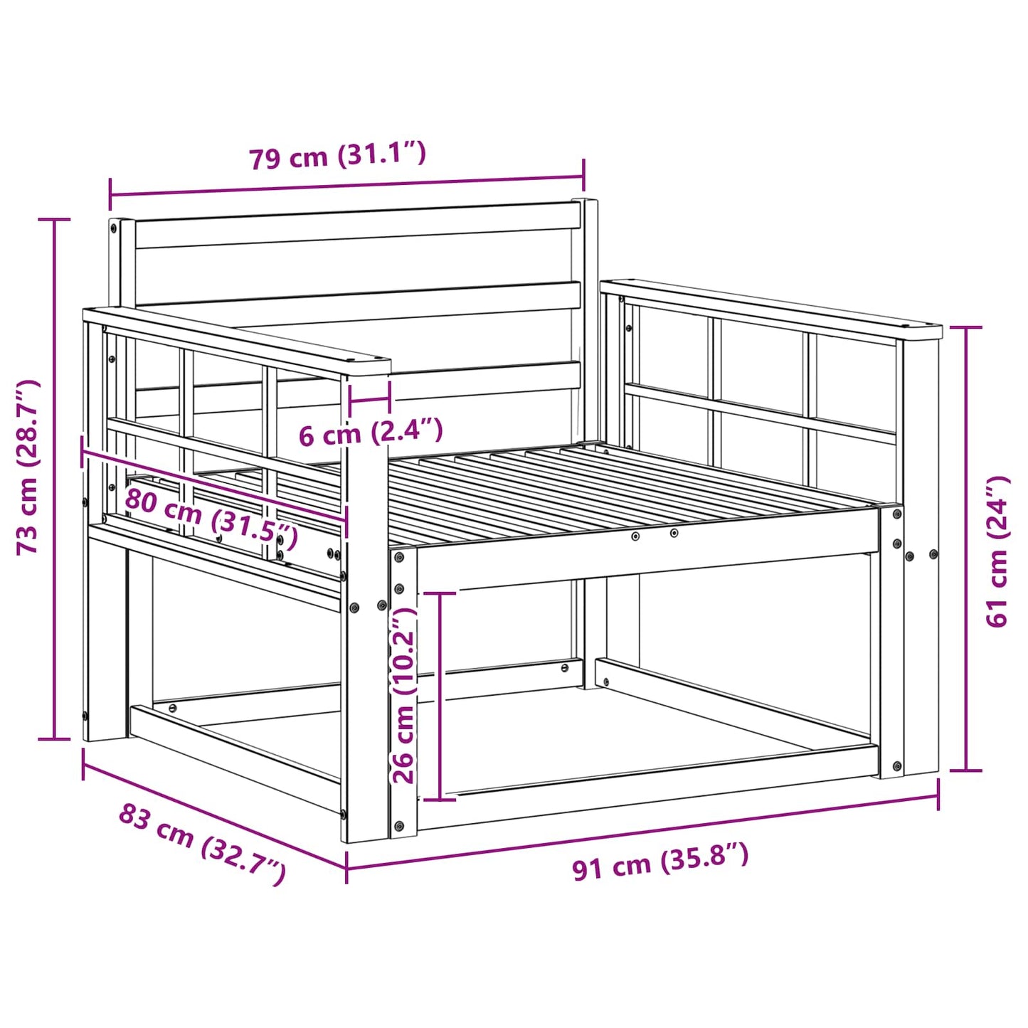 Udendørs Mellem Sofa Naturfarvet