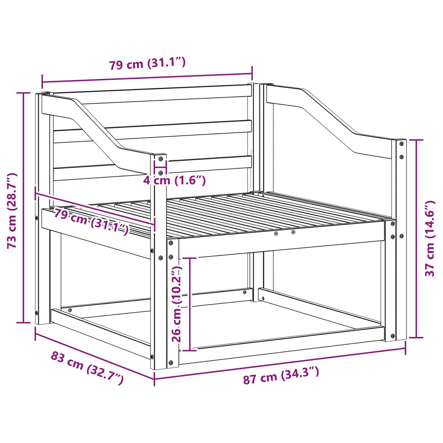 Udendørs Mellem Sofa Naturfarvet