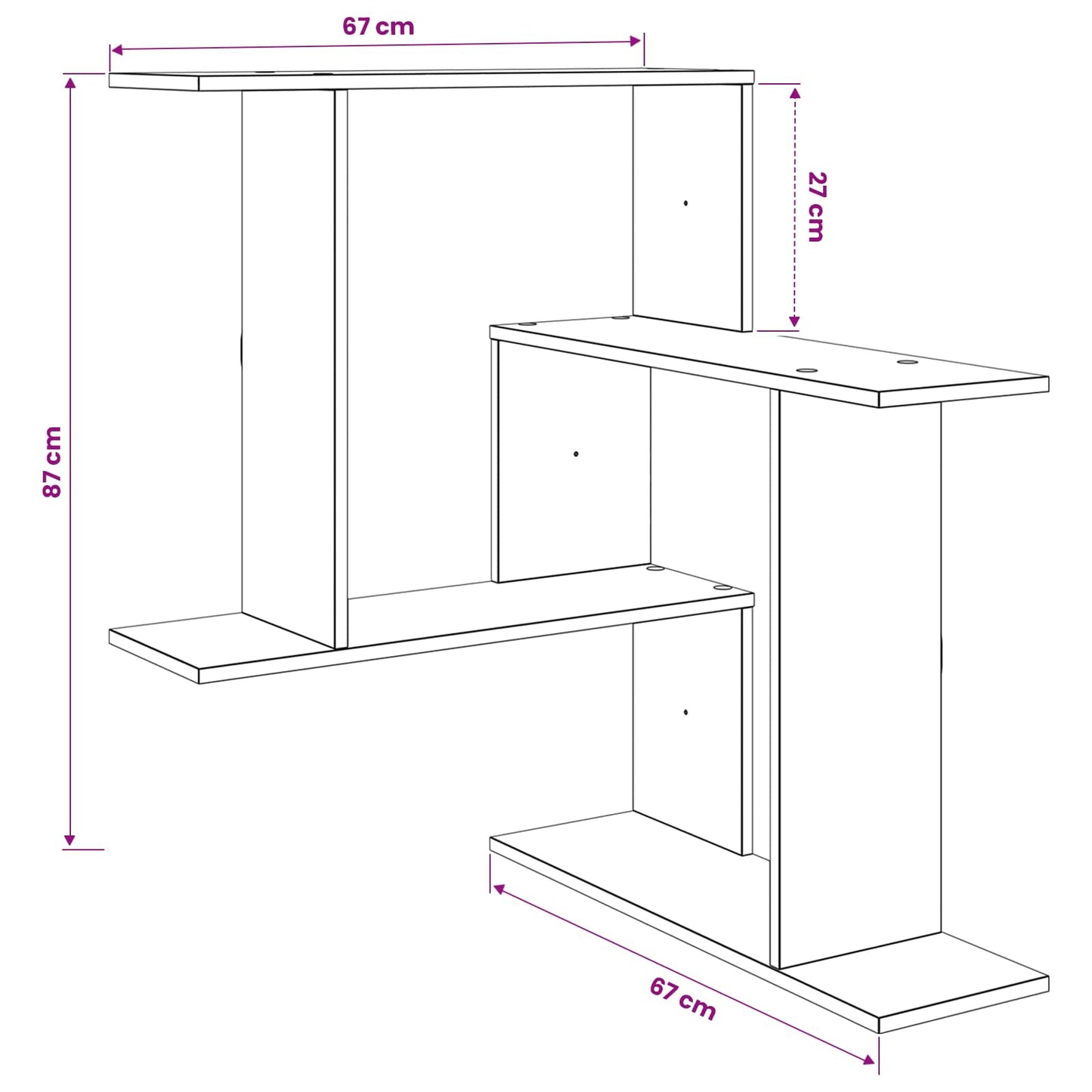 Væghylde Betongrå 67 x 67 x 87 cm Konstrueret træ