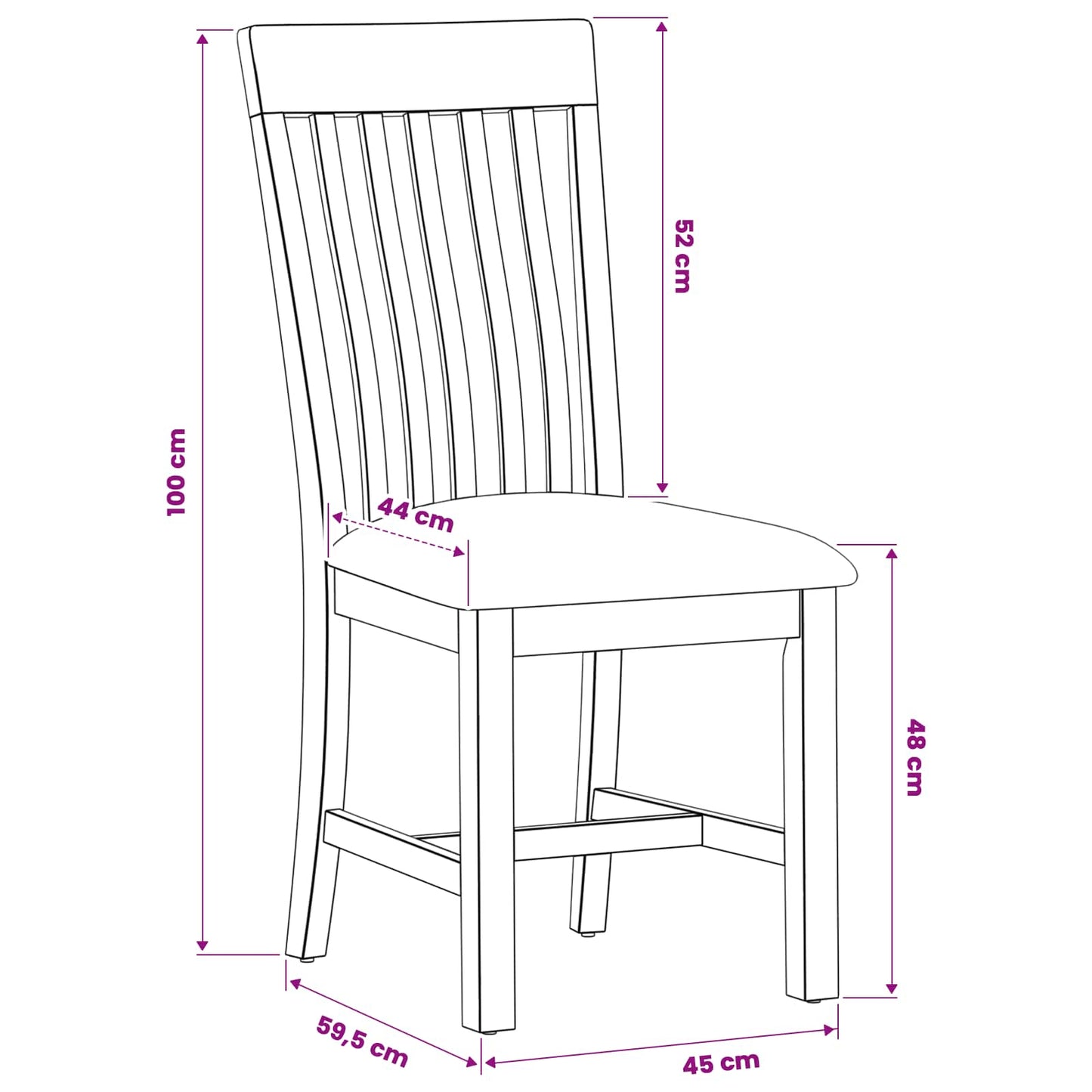 Spisestuestol 2 pcs Massivt Eg Træ Grå 45 x 59,5 x 100 cm