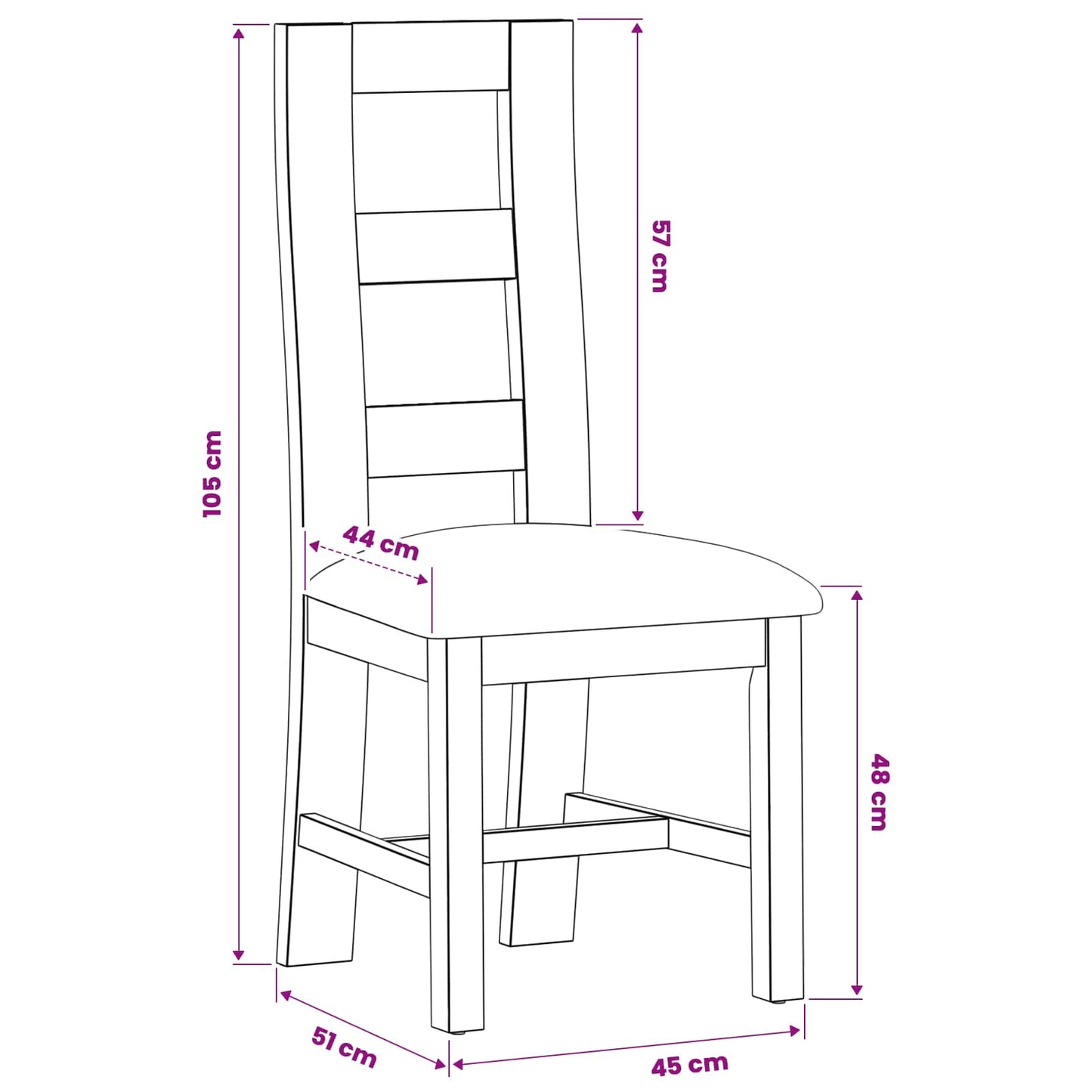 Spisestuestol 2 pcs Massivt Eg Træ Beige 45 x 51 x 105 cm