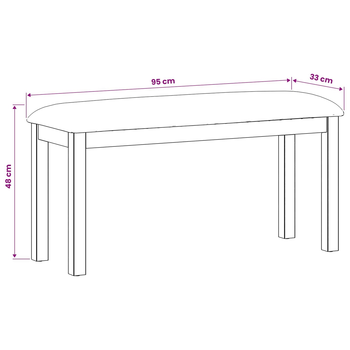 Spisebænk 95 x 32 x 45 cm Massivt Eg Træ Sort