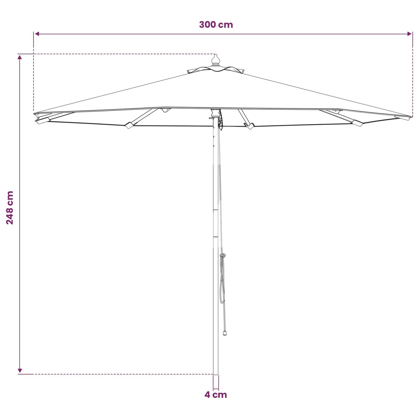 Havesol Ø 300 x 248 cm Massiv Eucalyptus Træ Cremehvid