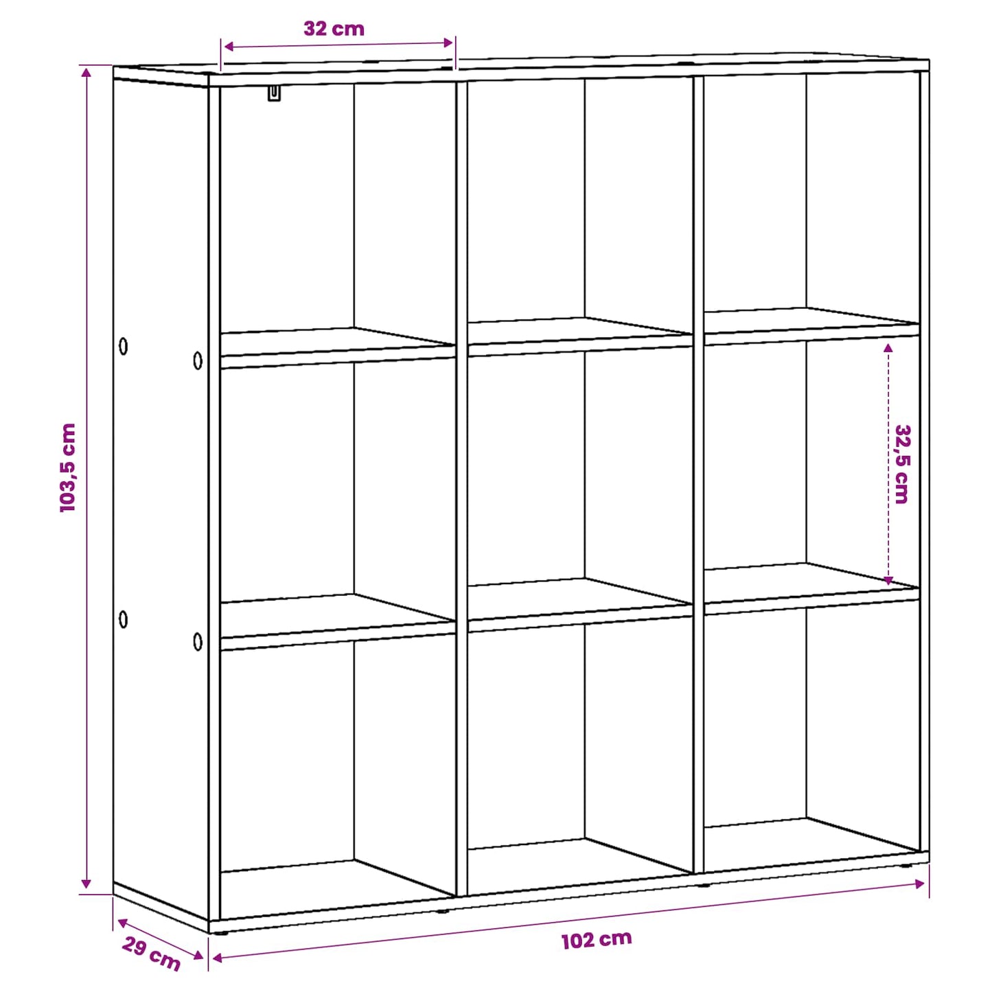 Bogskab 102 x 29 x 103,5 cm Konstrueret træ Sort eg
