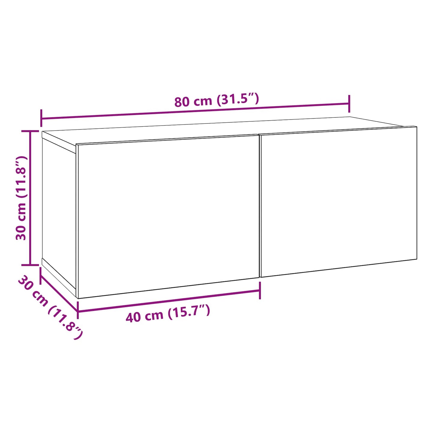 TV-møbelsæt 6 pcs 80 x 30 x 30 cm Sort eg Konstrueret træ