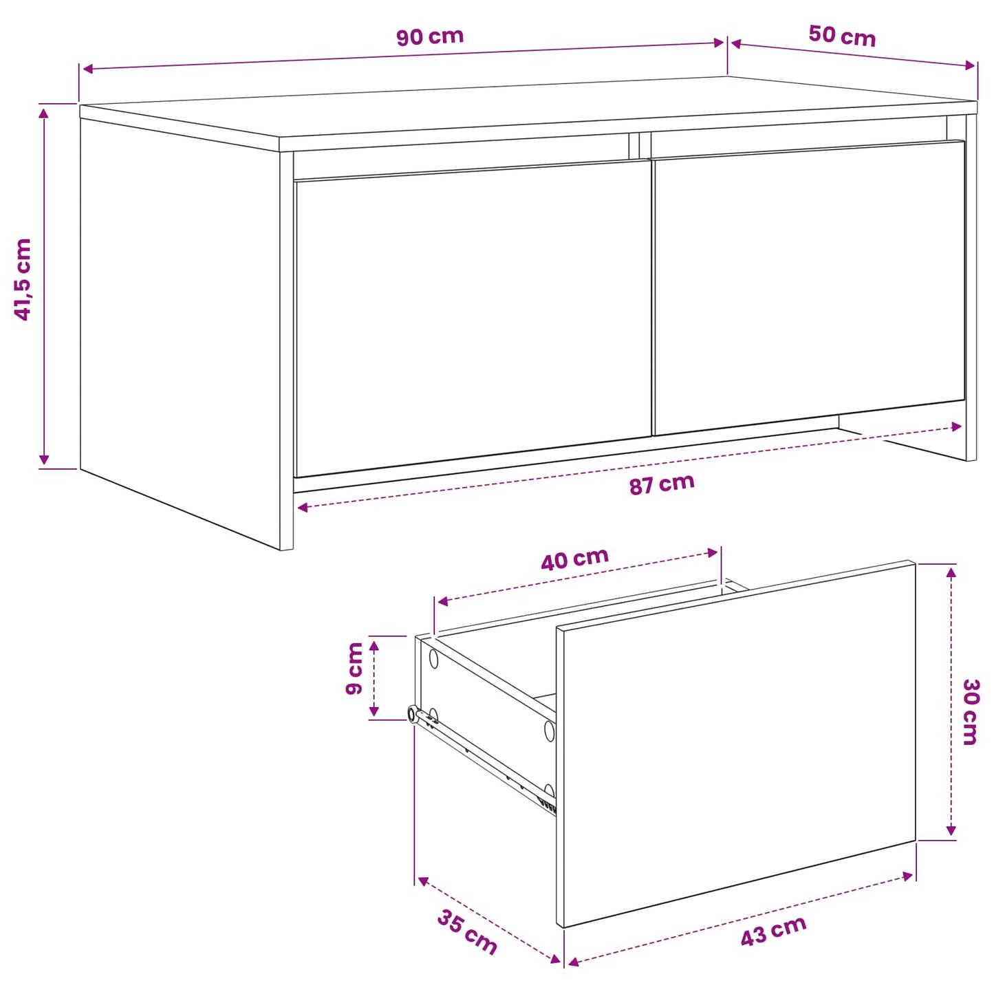 Sofabord Artisan-eg 90 x 50 x 41.5 cm Konstrueret træ